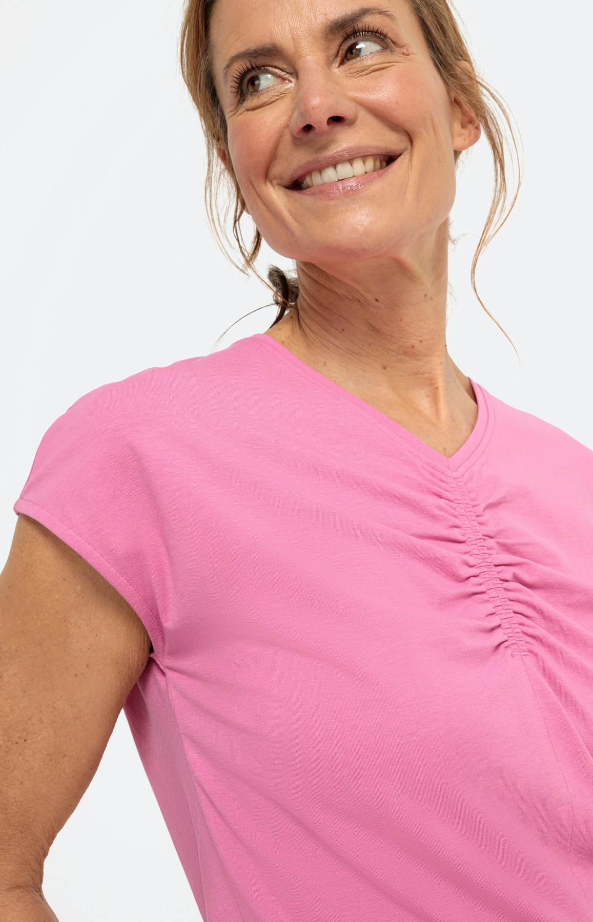 Shirt met korte mouwen en plooi