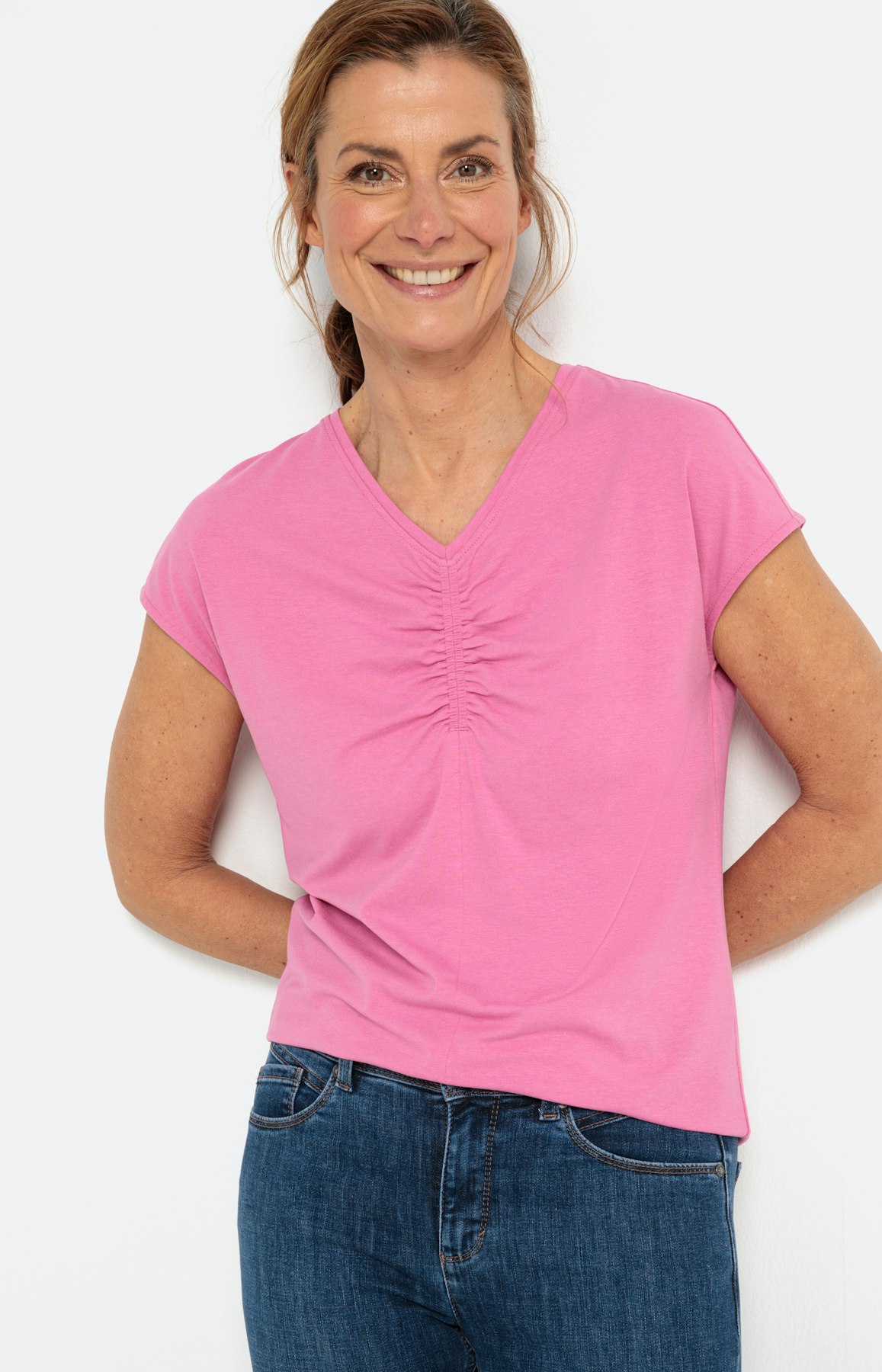 Shirt met korte mouwen en plooi