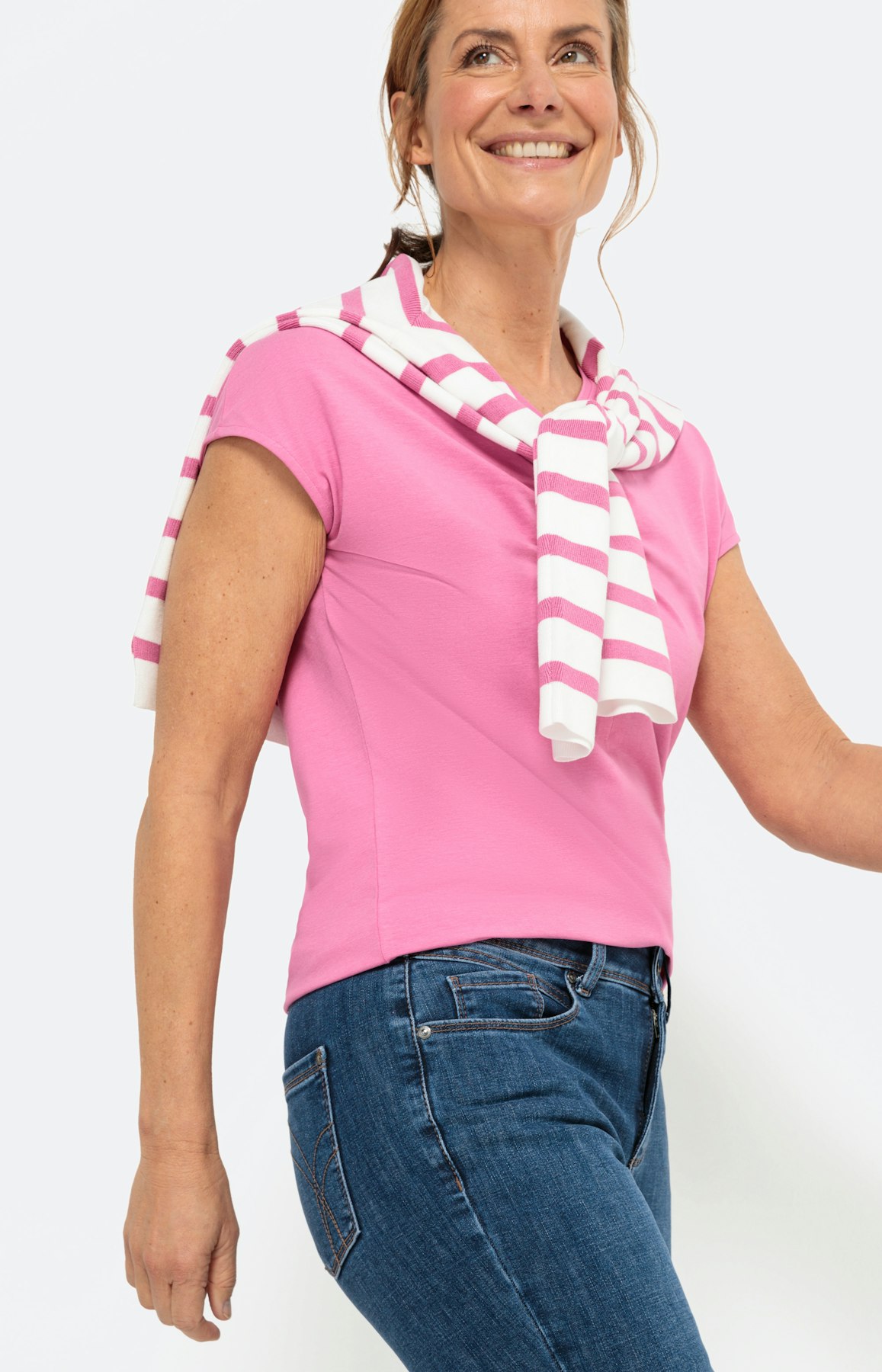 Shirt met korte mouwen en plooi