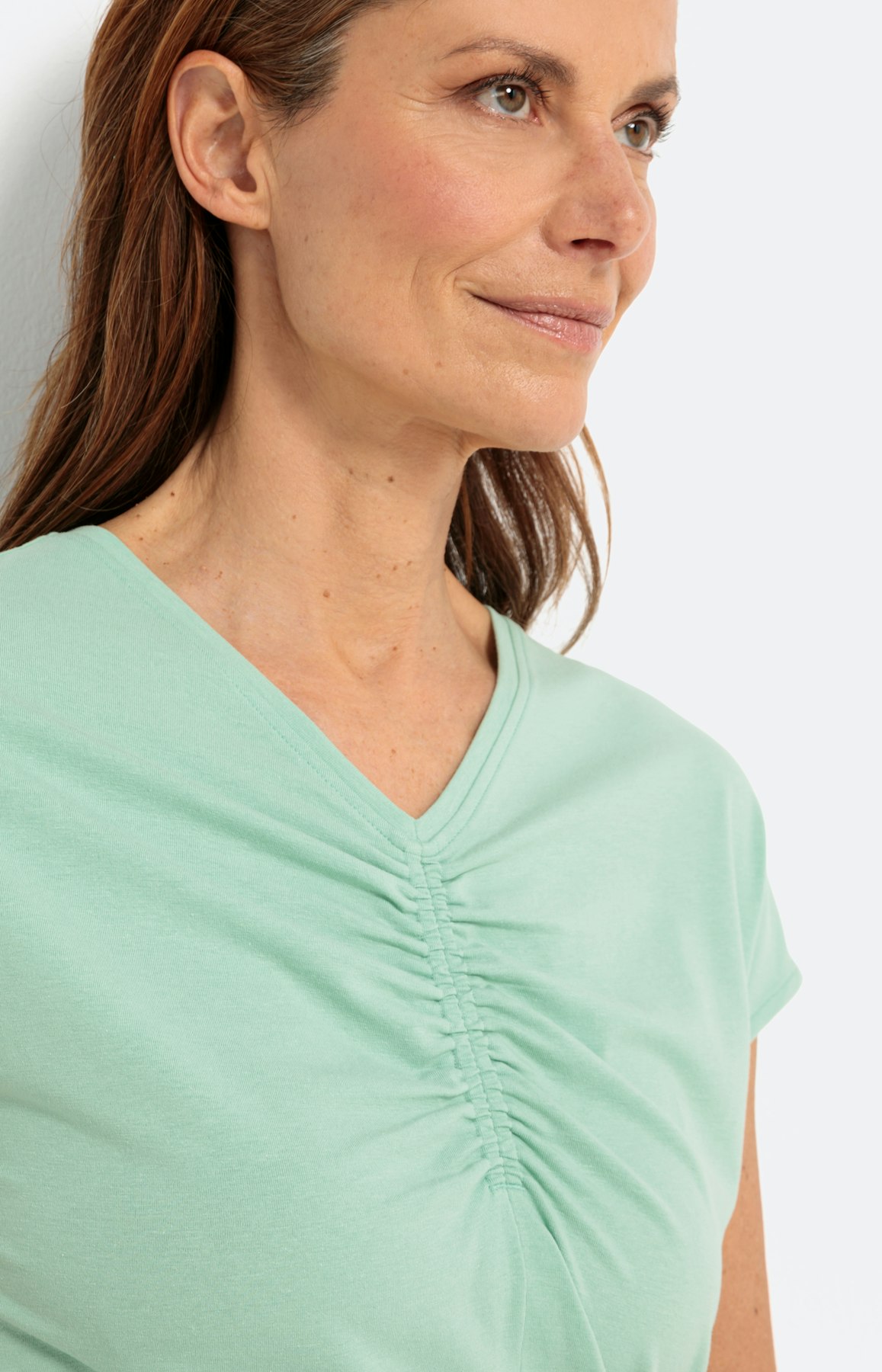 T-Shirt mit Raffung und Kurzarm