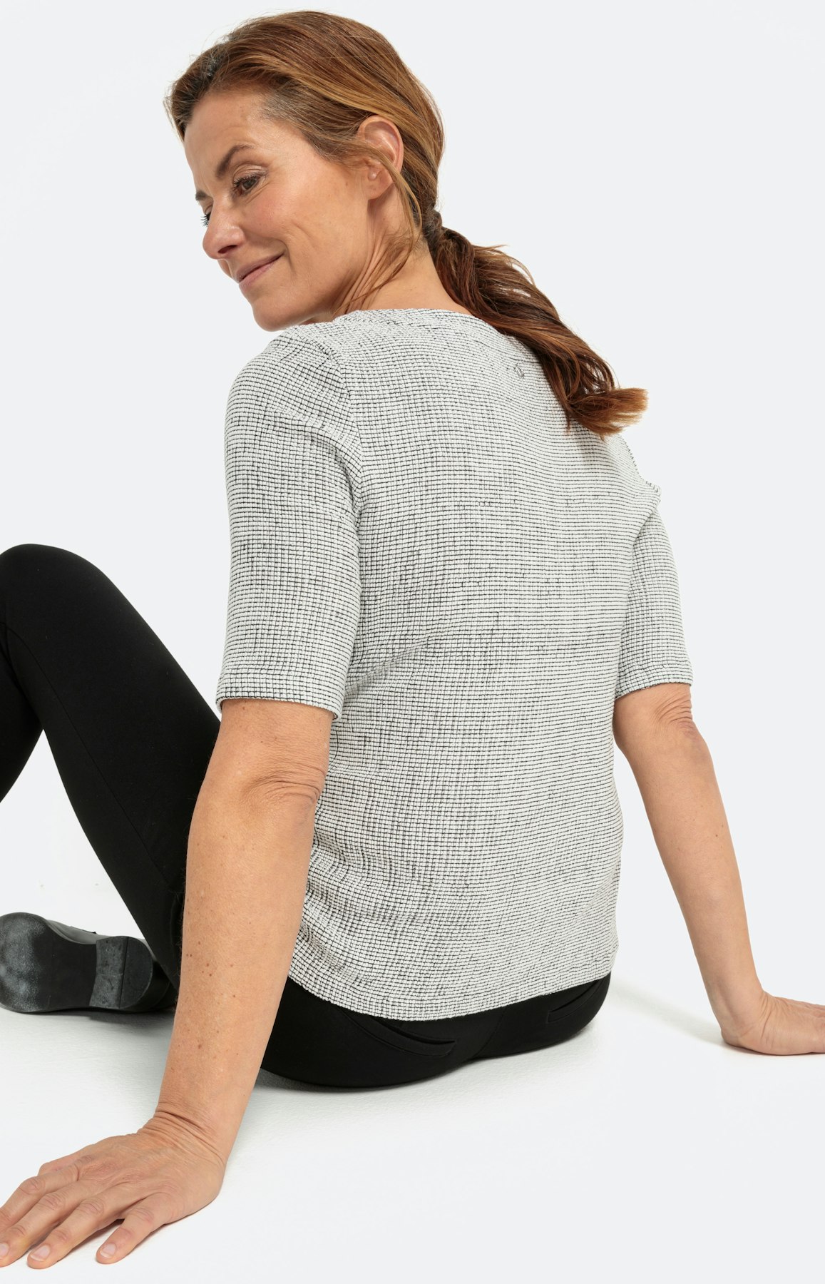 Gestructureerd T-shirt met 1/2-mouwen