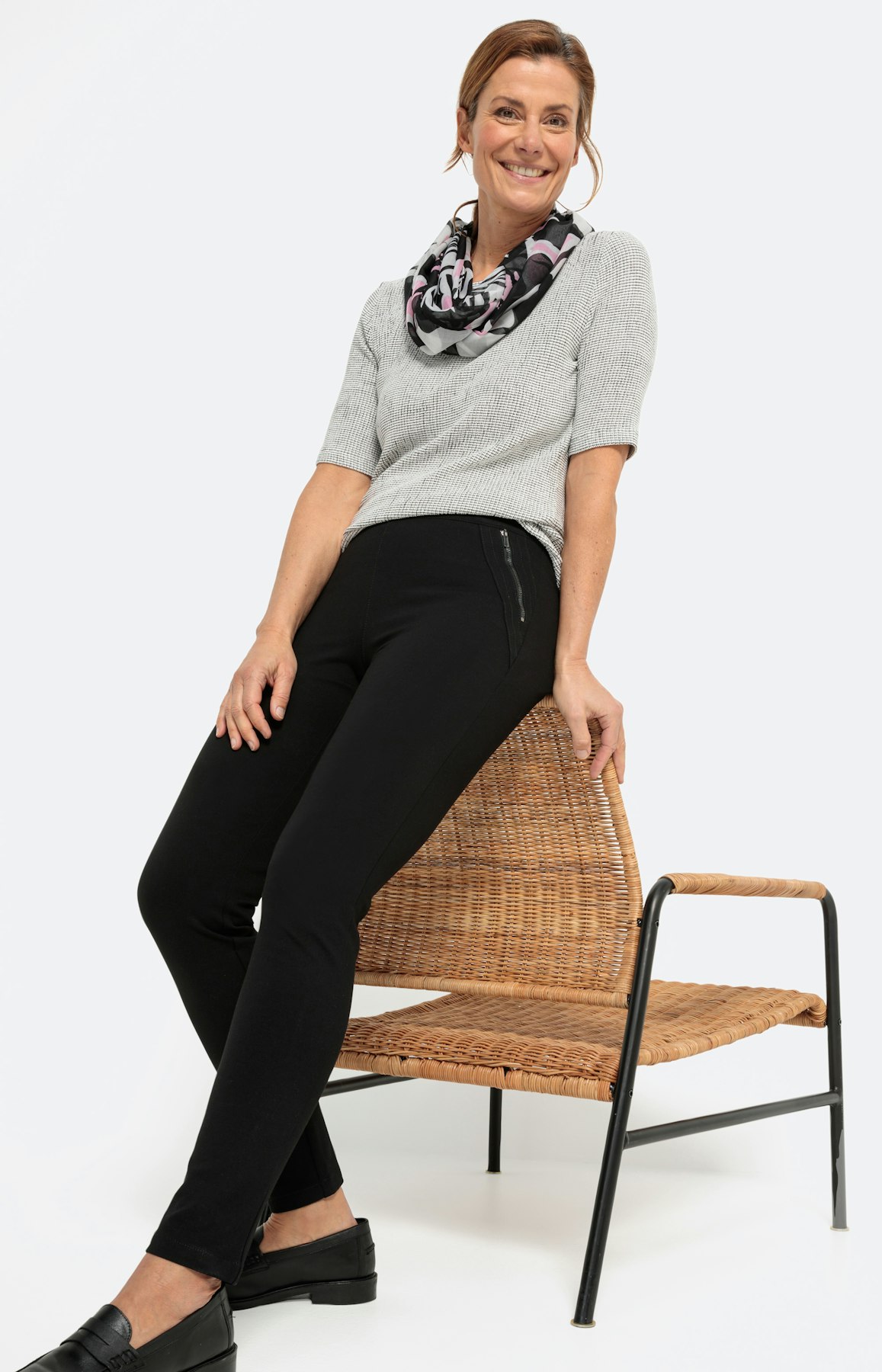 Gestructureerd T-shirt met 1/2-mouwen