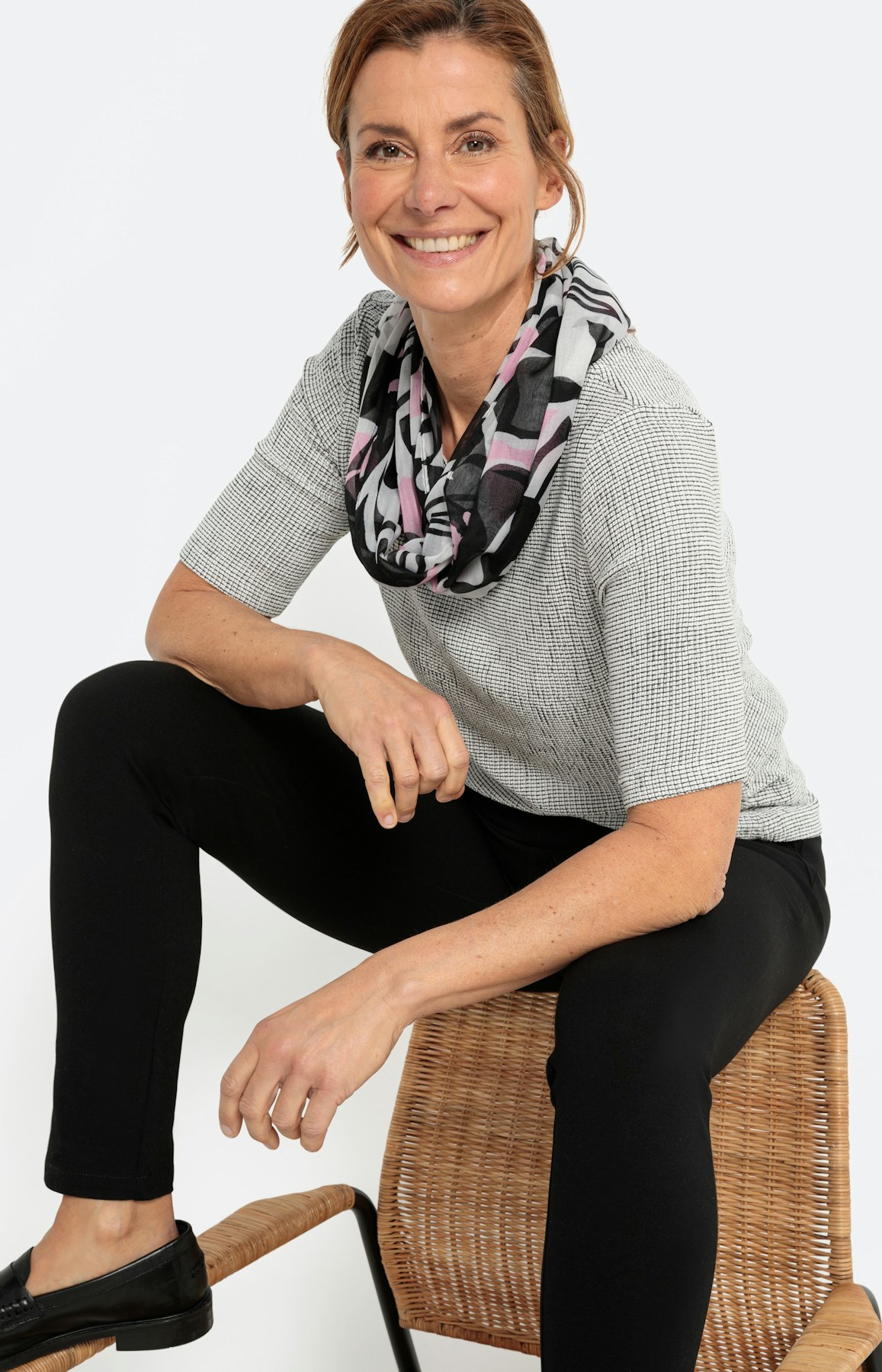 Gestructureerd T-shirt met 1/2-mouwen