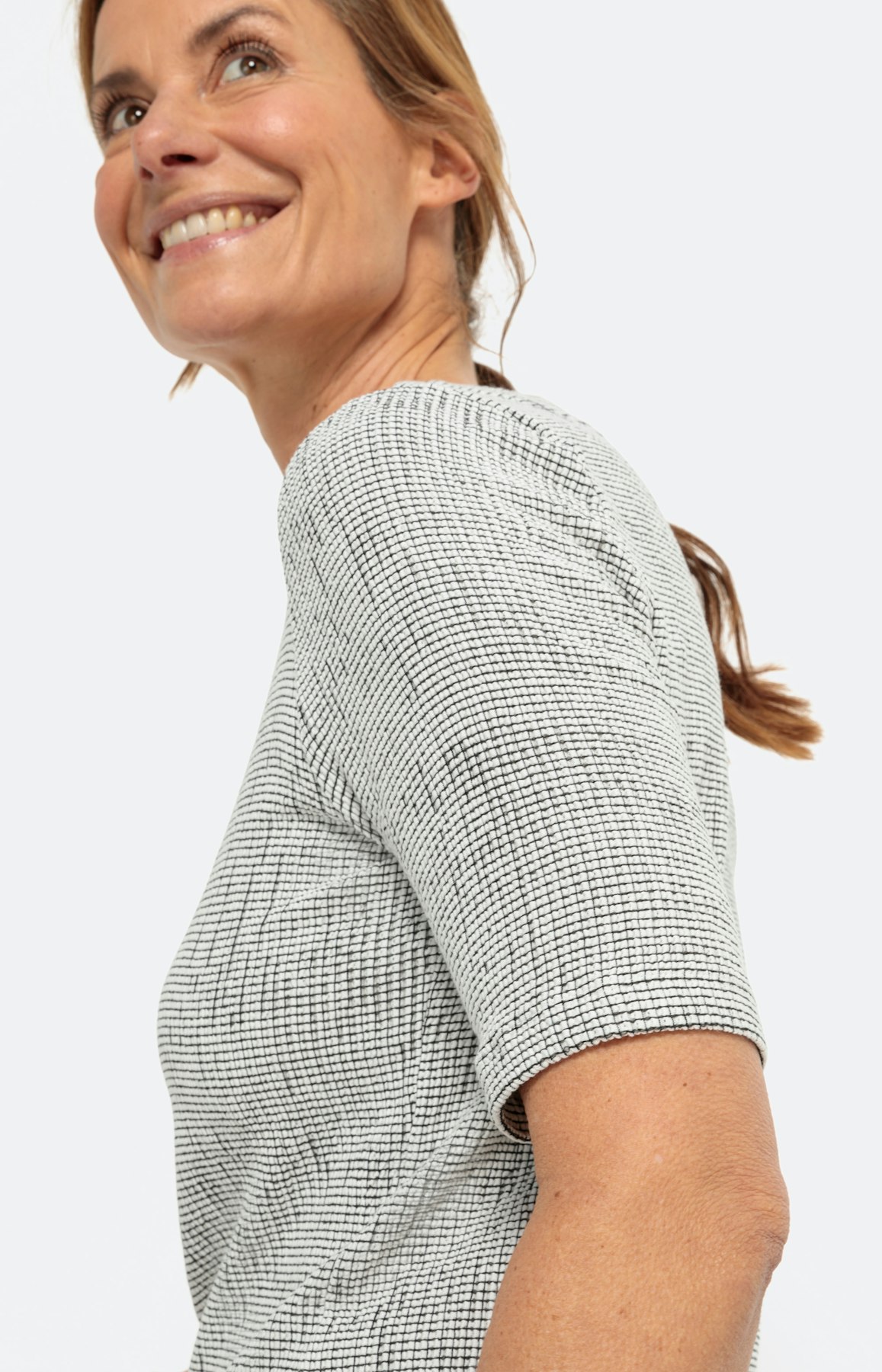 Gestructureerd T-shirt met 1/2-mouwen