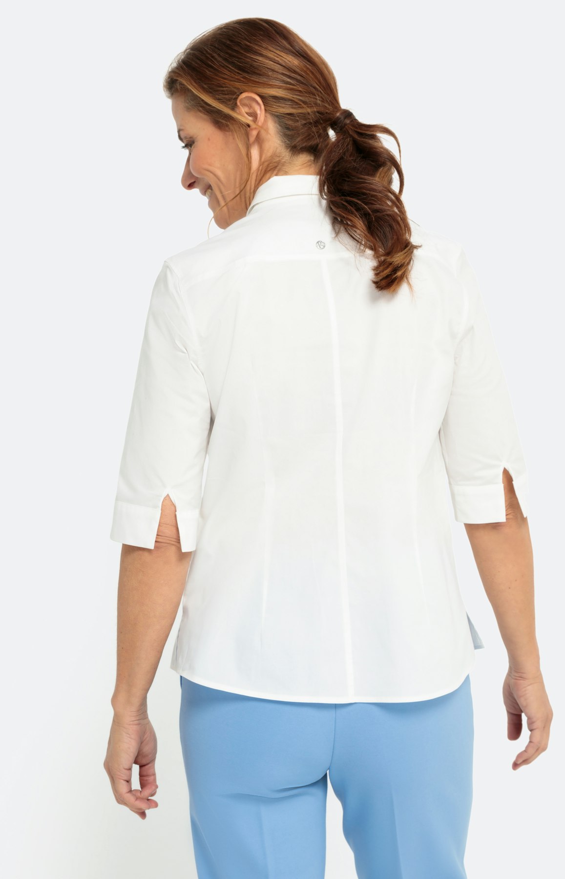 Overhemd blouse met 1/2 mouwe, wit