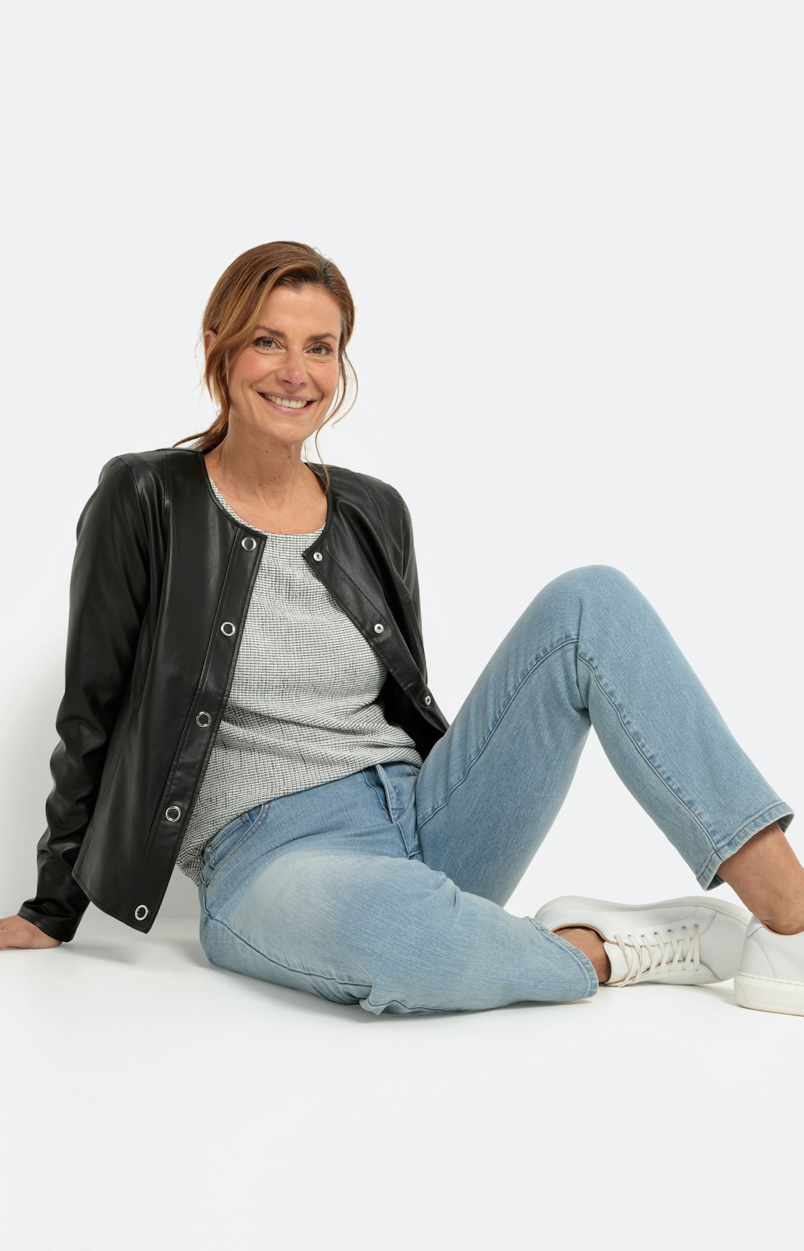 Bikerjas in lederen optiek