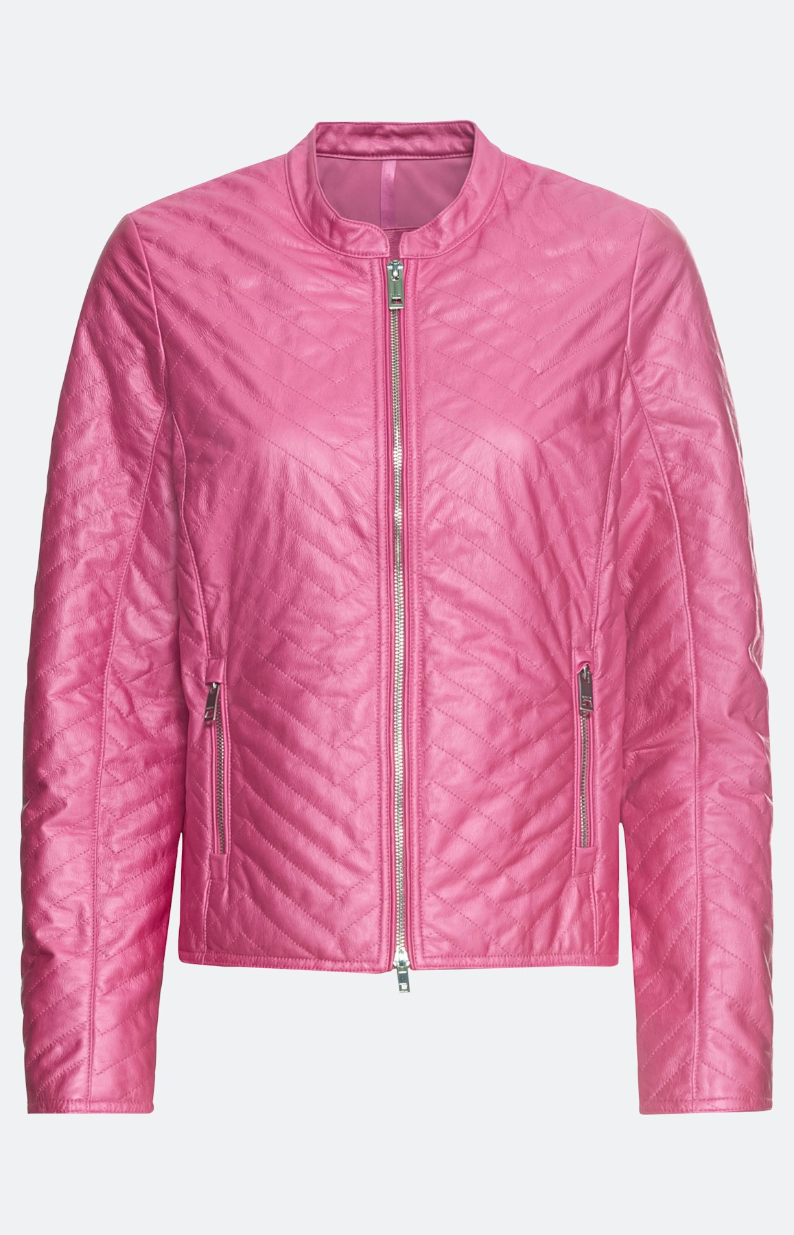 Padded jas in lederen optiek, pink