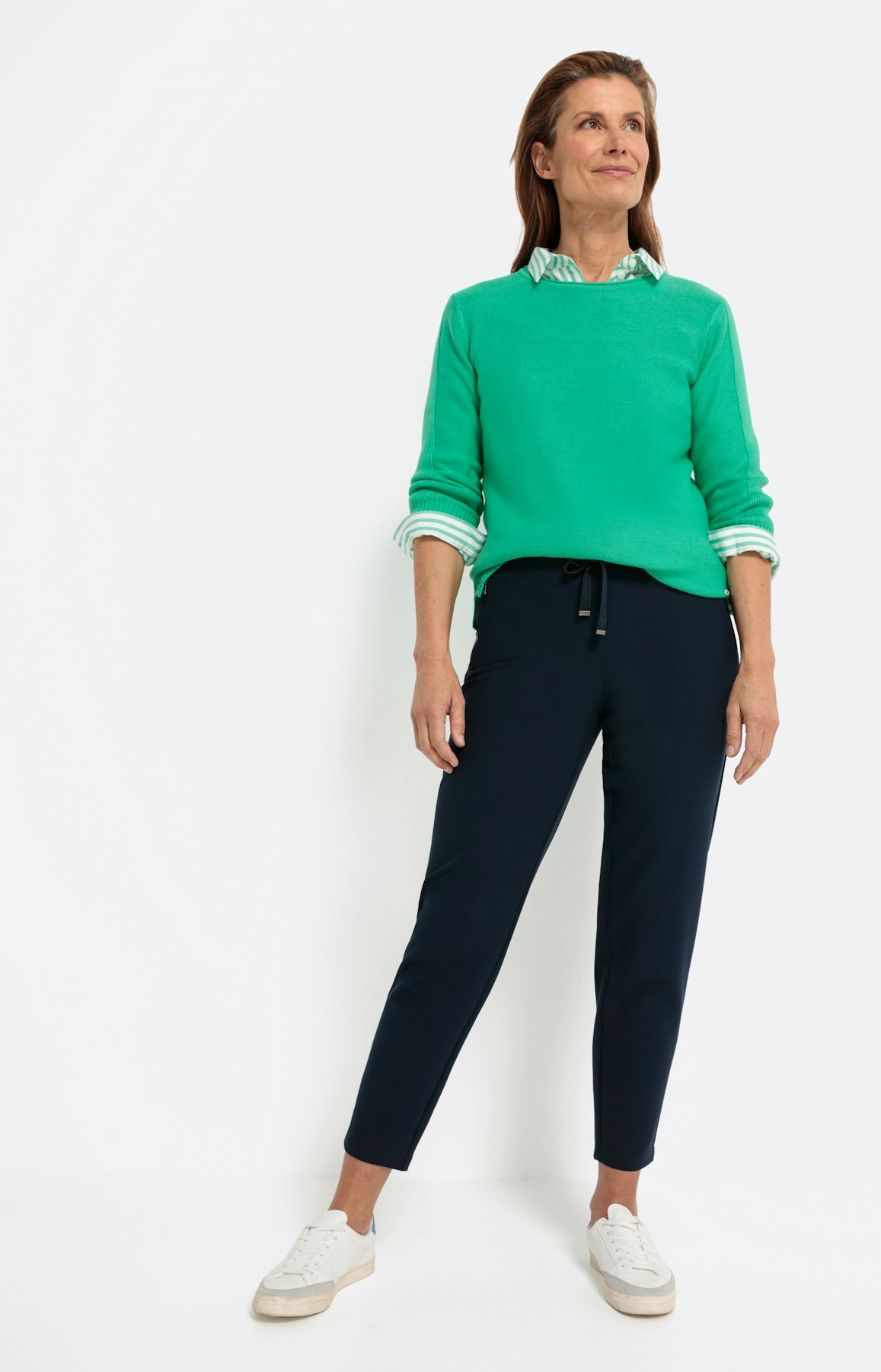 Unikleurige trui met 3/4-mouwen