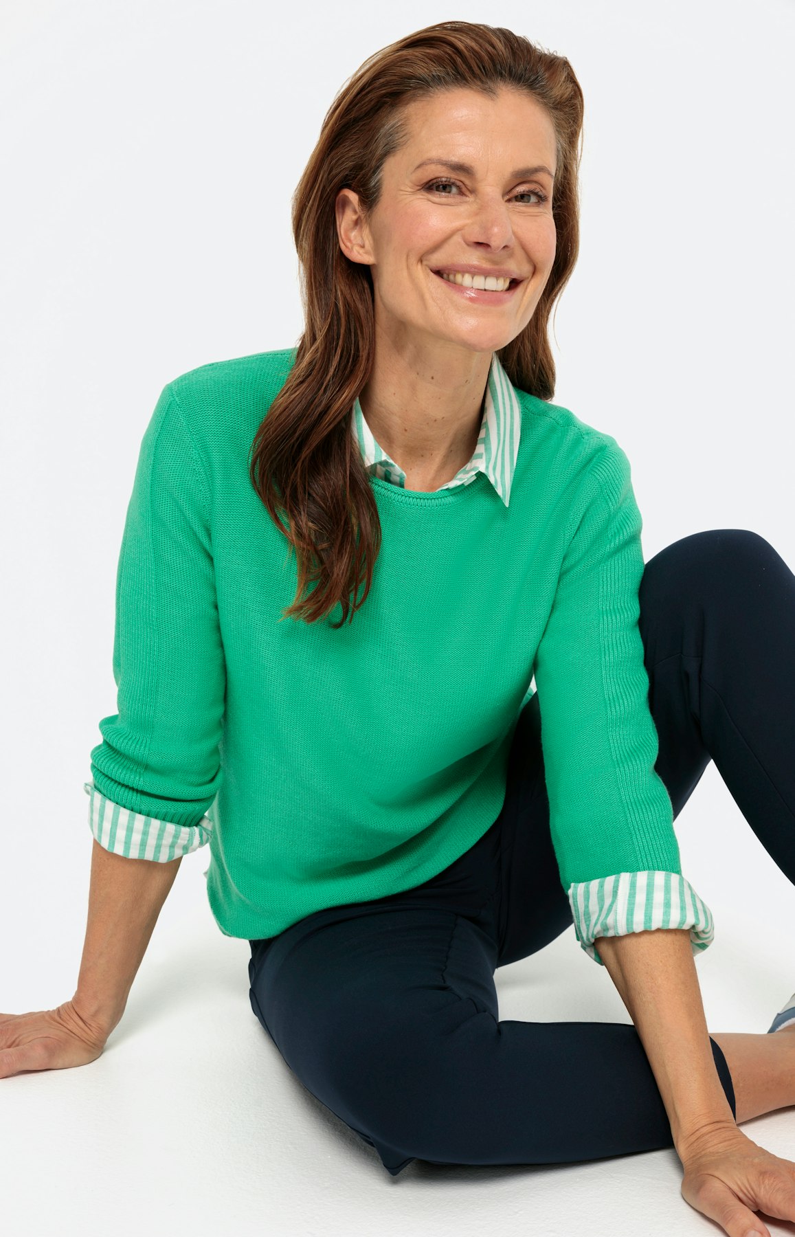 Unikleurige trui met 3/4-mouwen