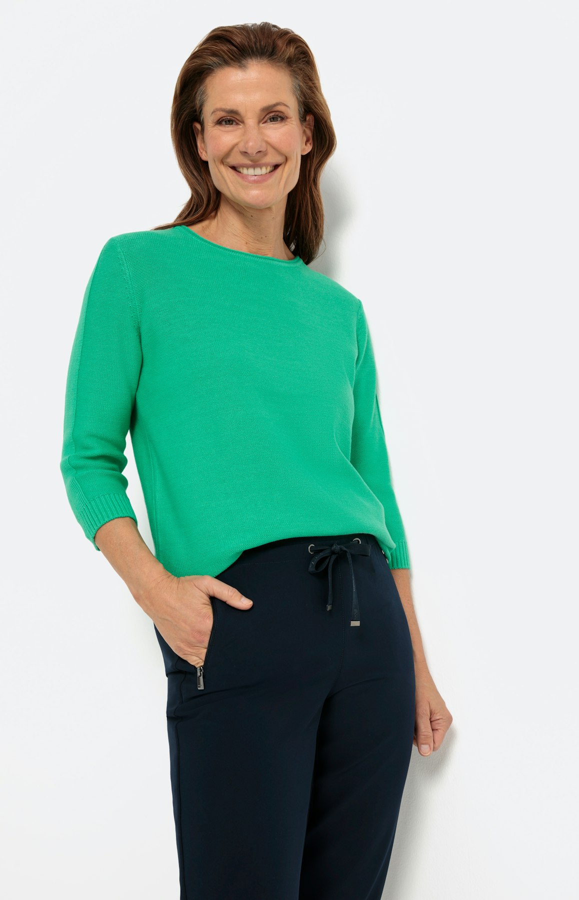 Unikleurige trui met 3/4-mouwen