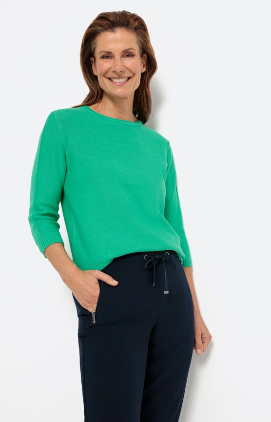 Unikleurige trui met 3/4-mouwen