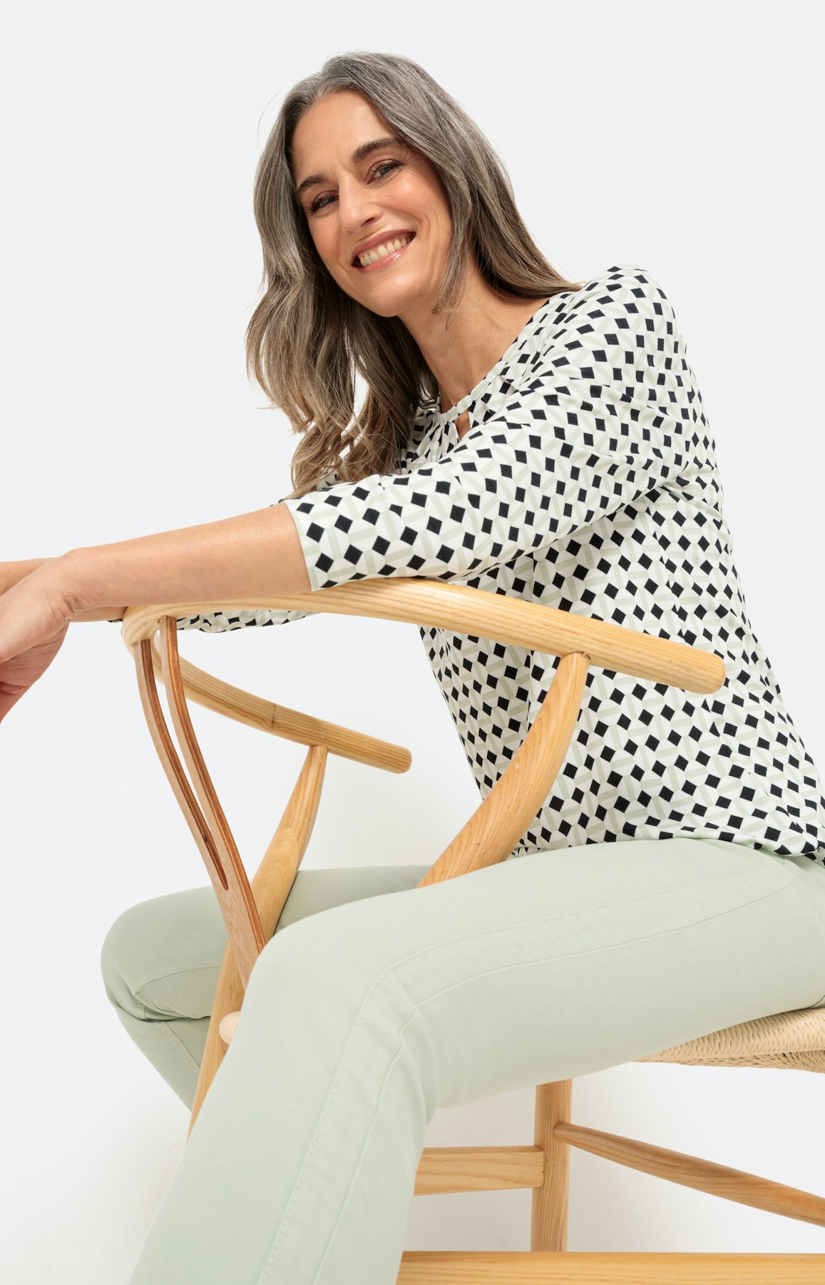 Shirt met 3/4-mouwen en grafische print