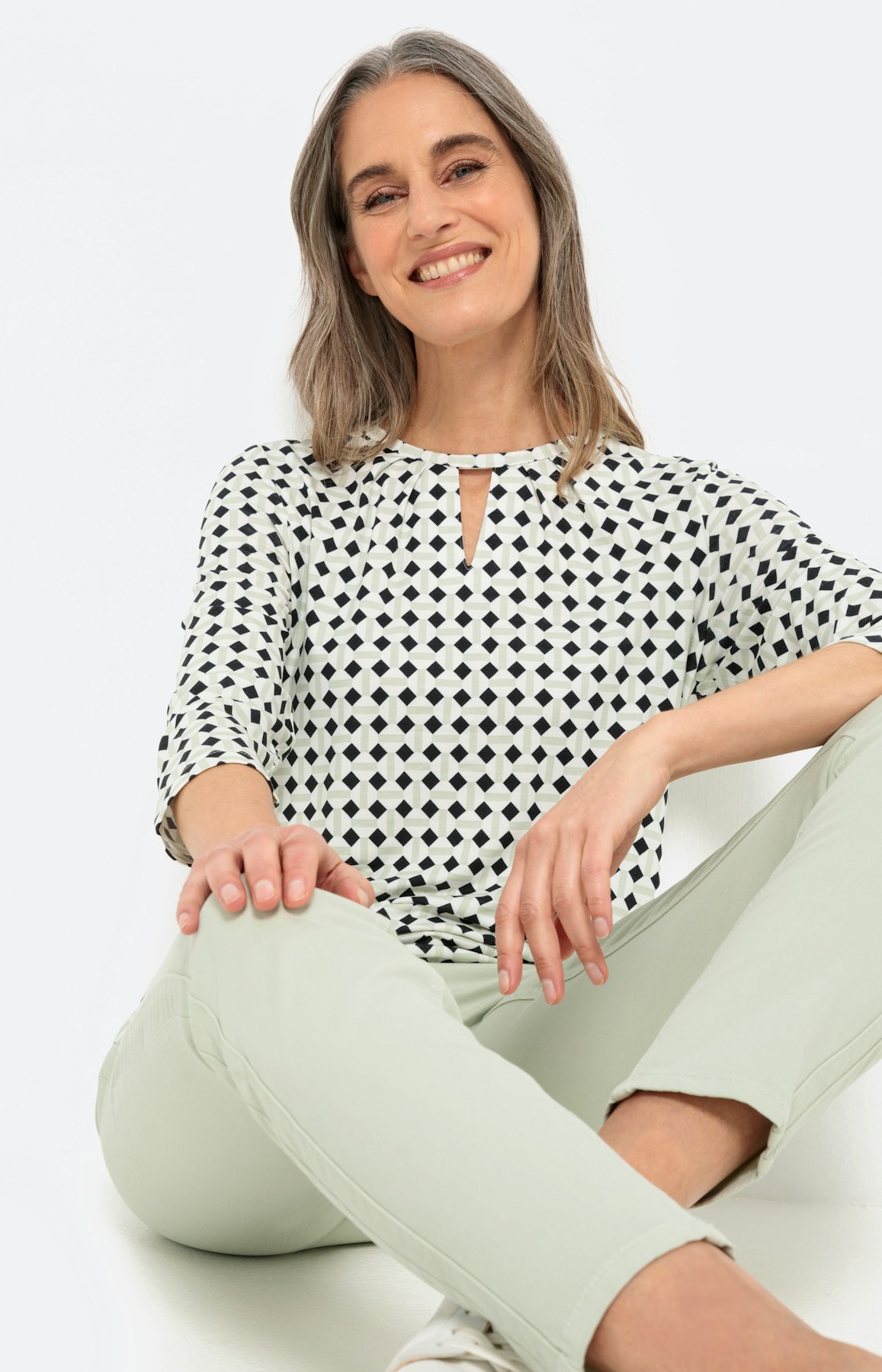 Shirt met 3/4-mouwen en grafische print