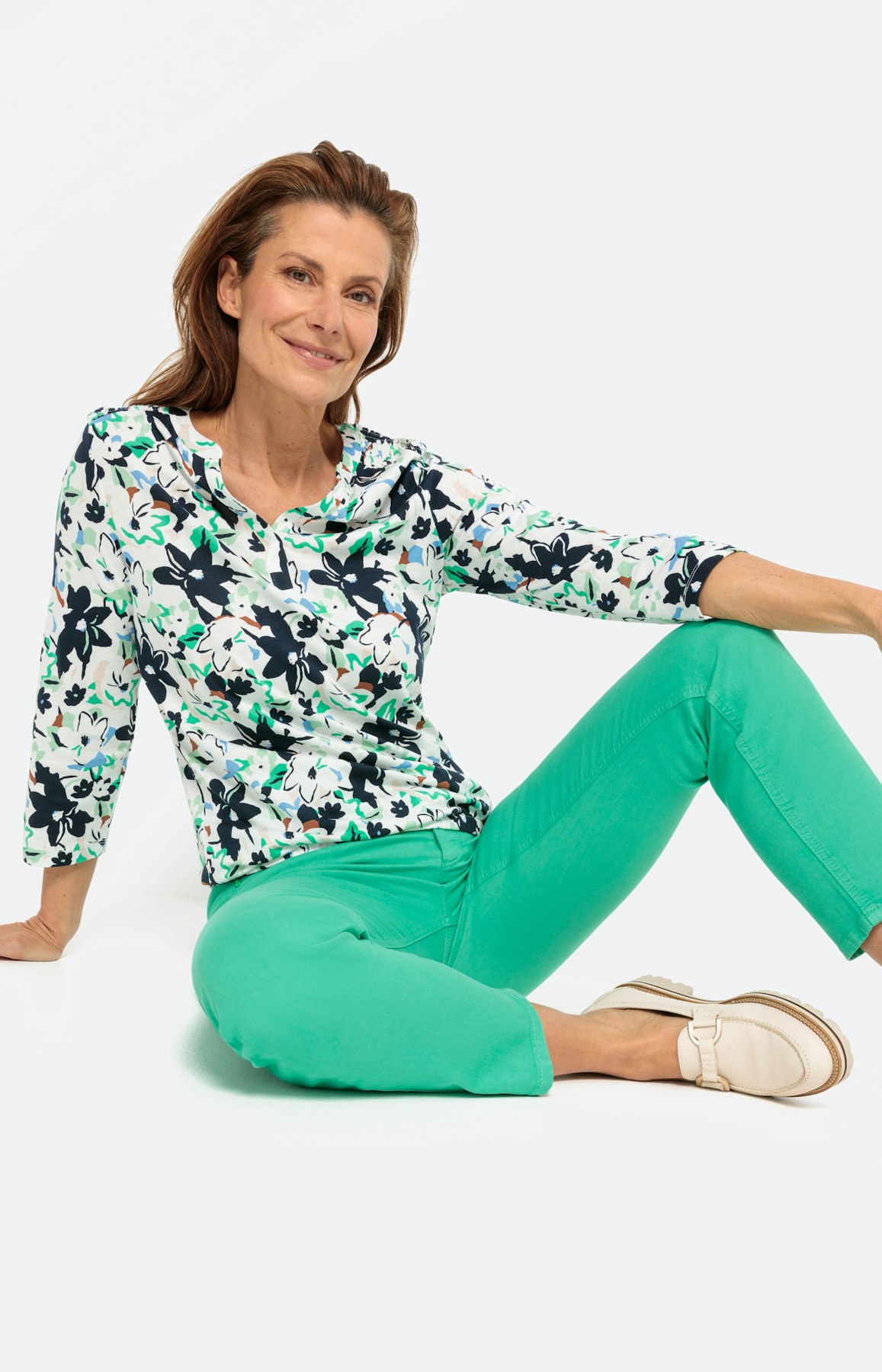 Gedessineerd shirt met 3/4-mouwen