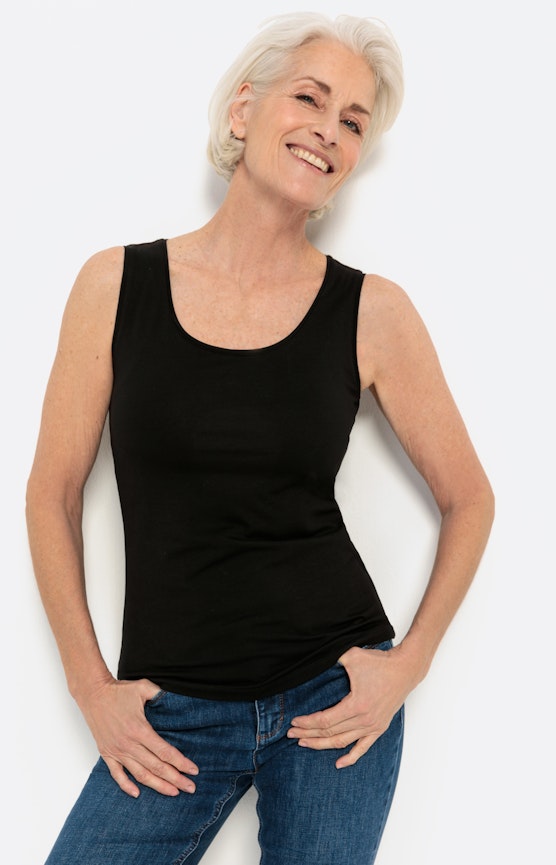Basic Bio- Baumwoll- Top, schwarz