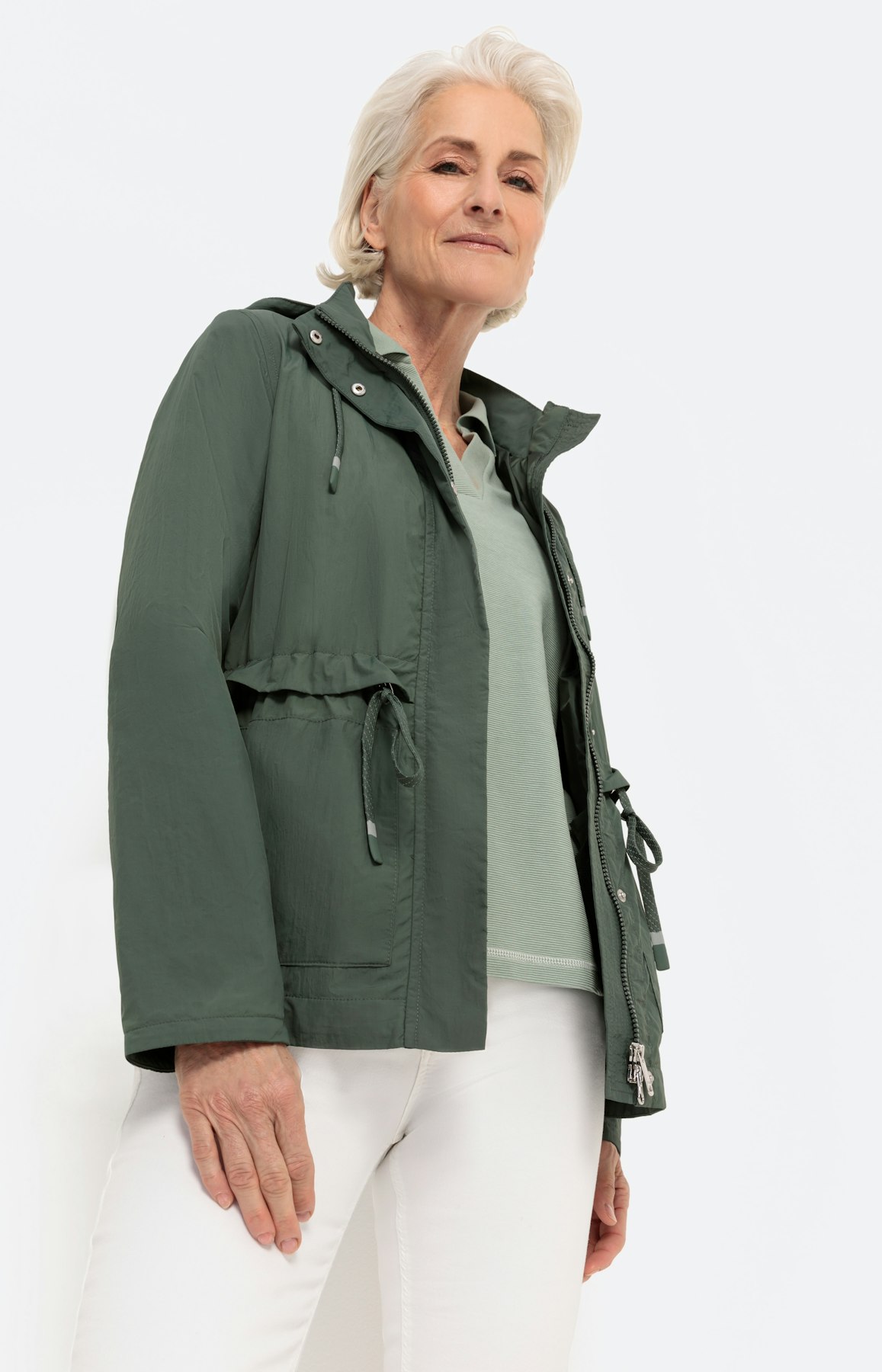 Licht jas, parka, olive