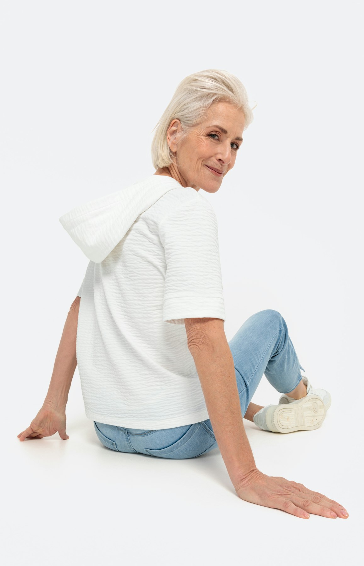 Sweatshirt met korte mouwen en capuchon