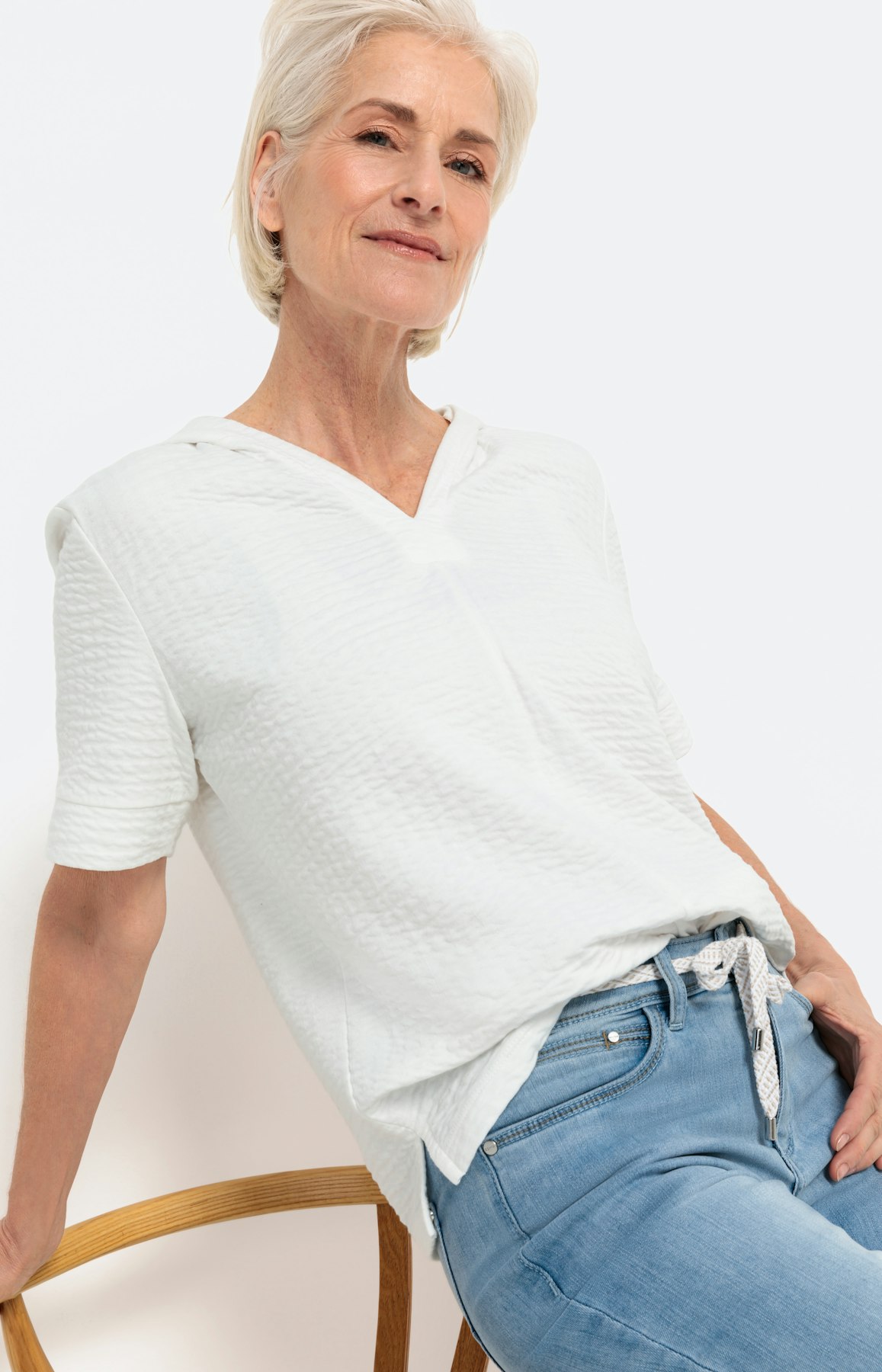 Sweatshirt met korte mouwen en capuchon