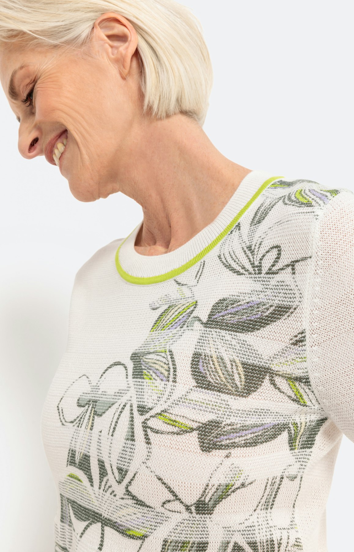 Gedessineerde trui met 3/4-mouwen