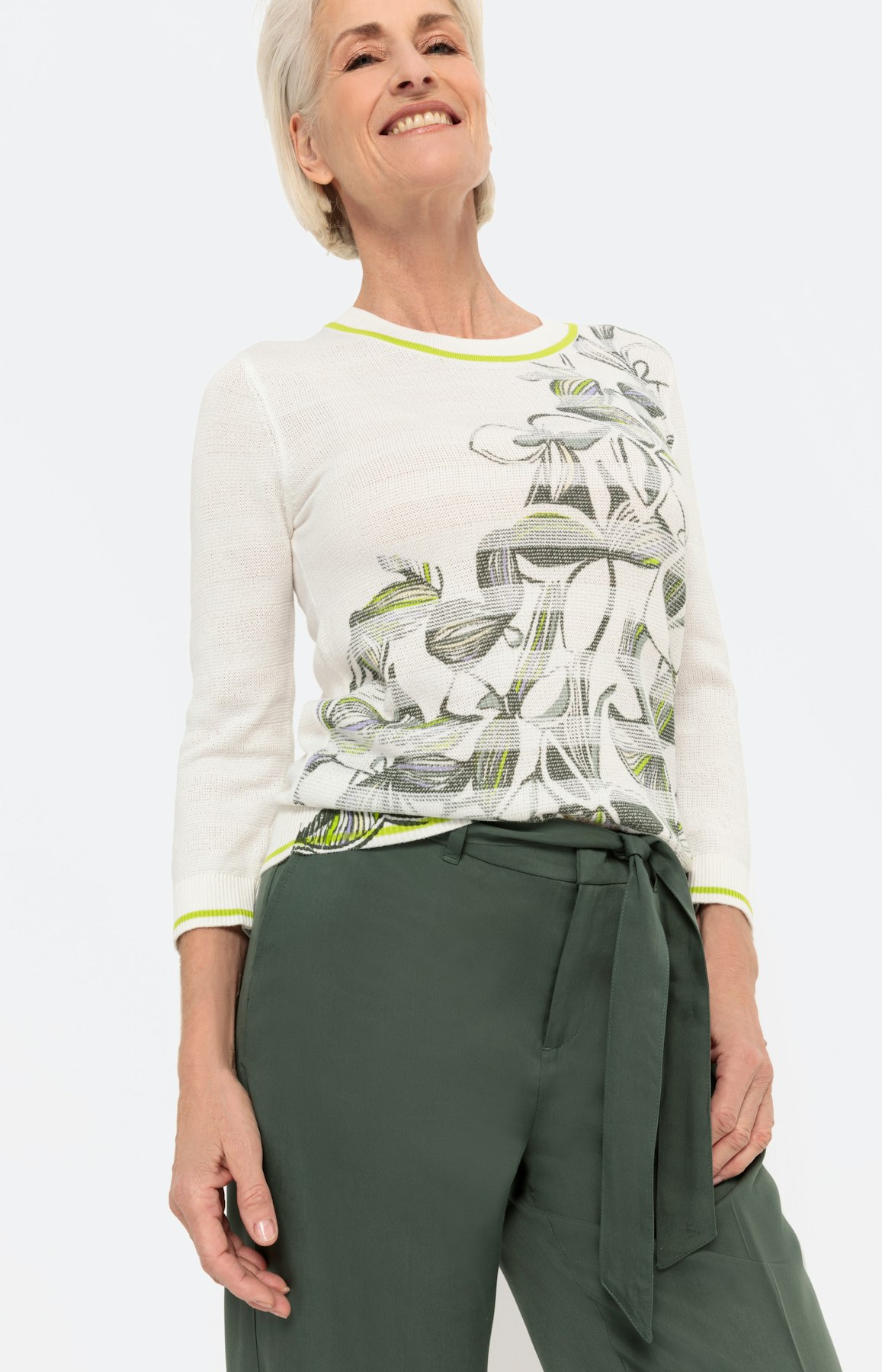 Gedessineerde trui met 3/4-mouwen