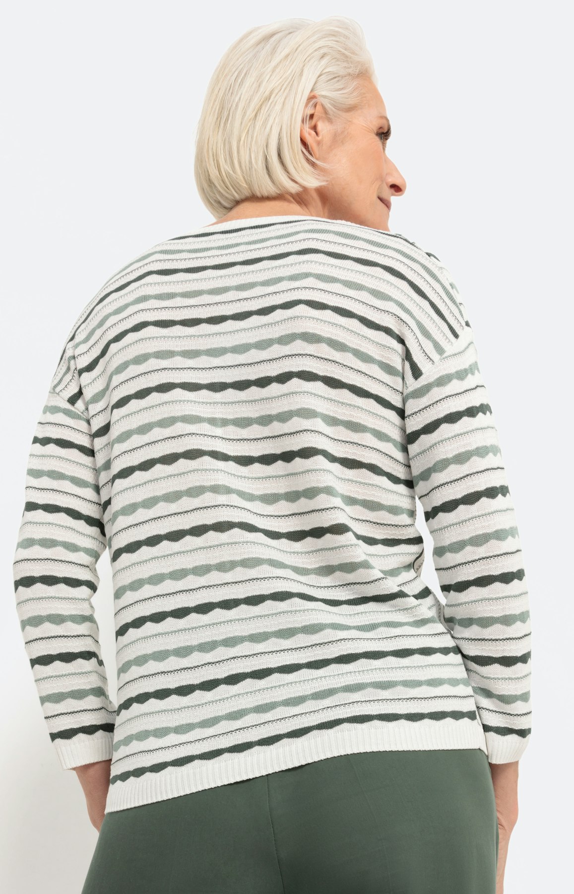 Gestreifter Pullover mit 3/4-Ärmel