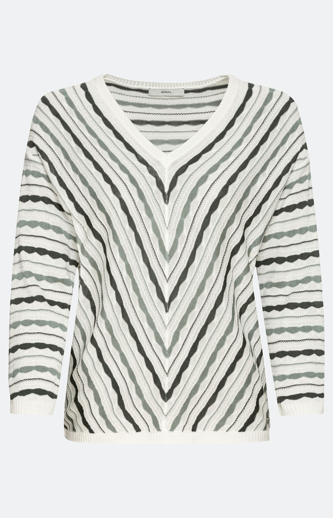 Gestreifter Pullover mit 3/4-Ärmel