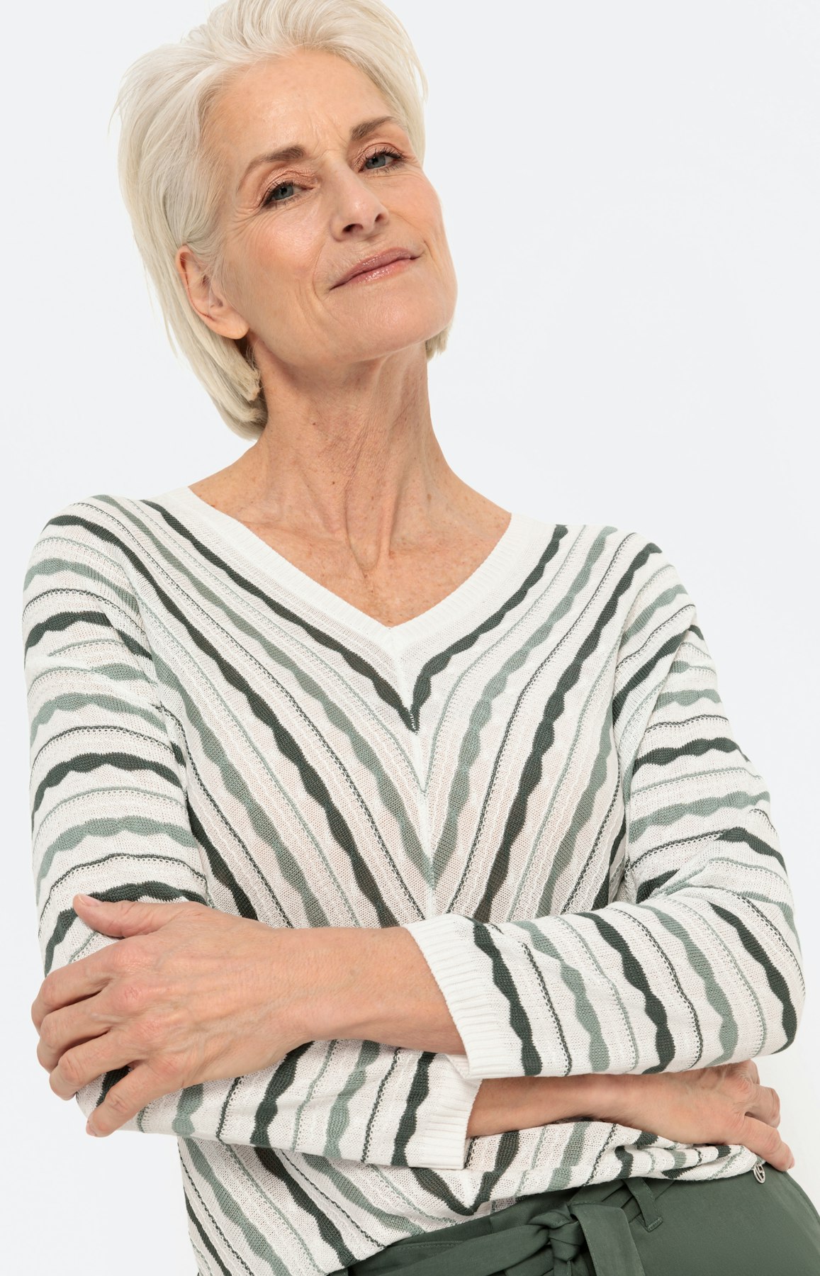 Gestreifter Pullover mit 3/4-Ärmel