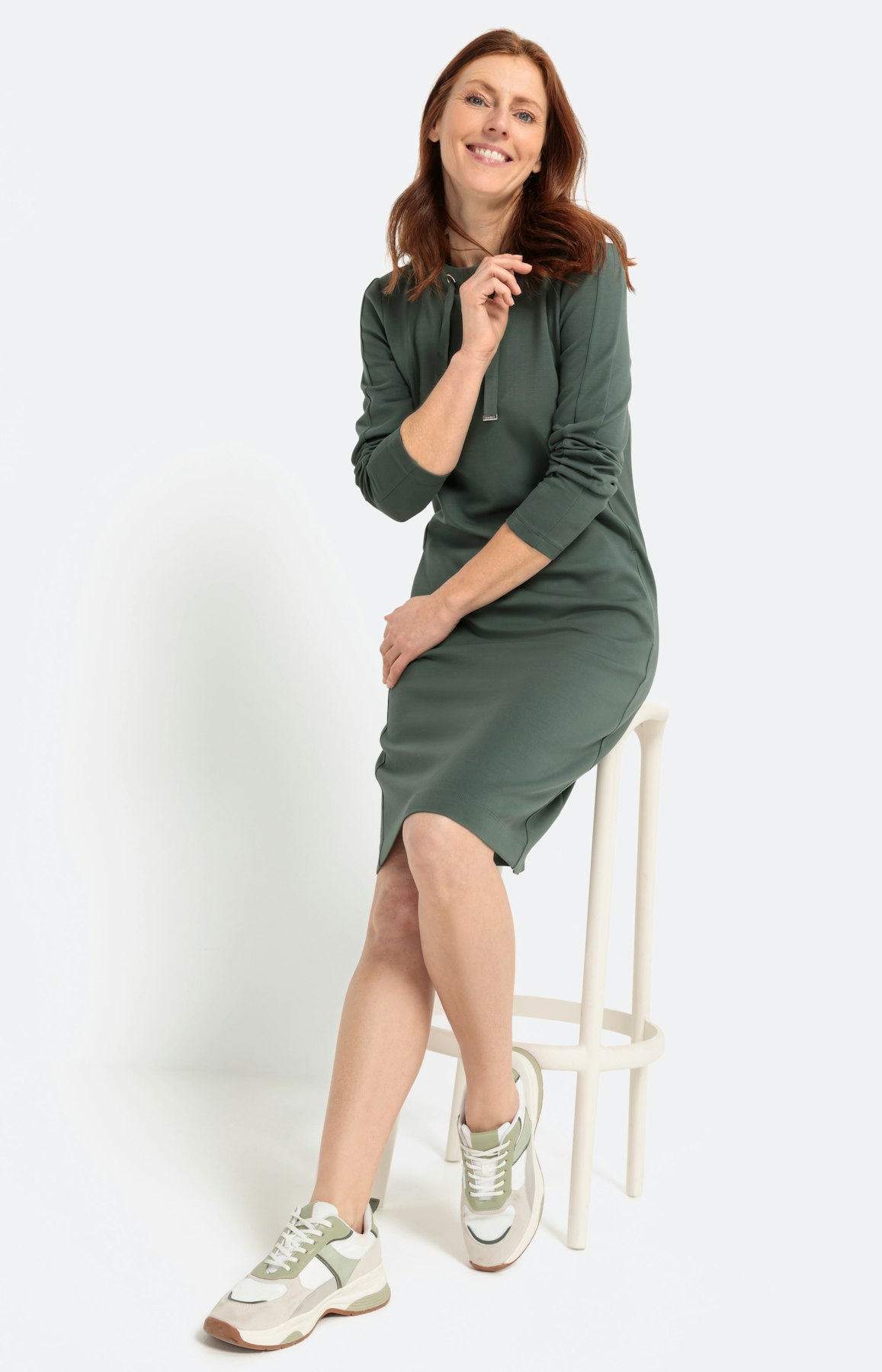 Sweatshirt jurk, uni olive