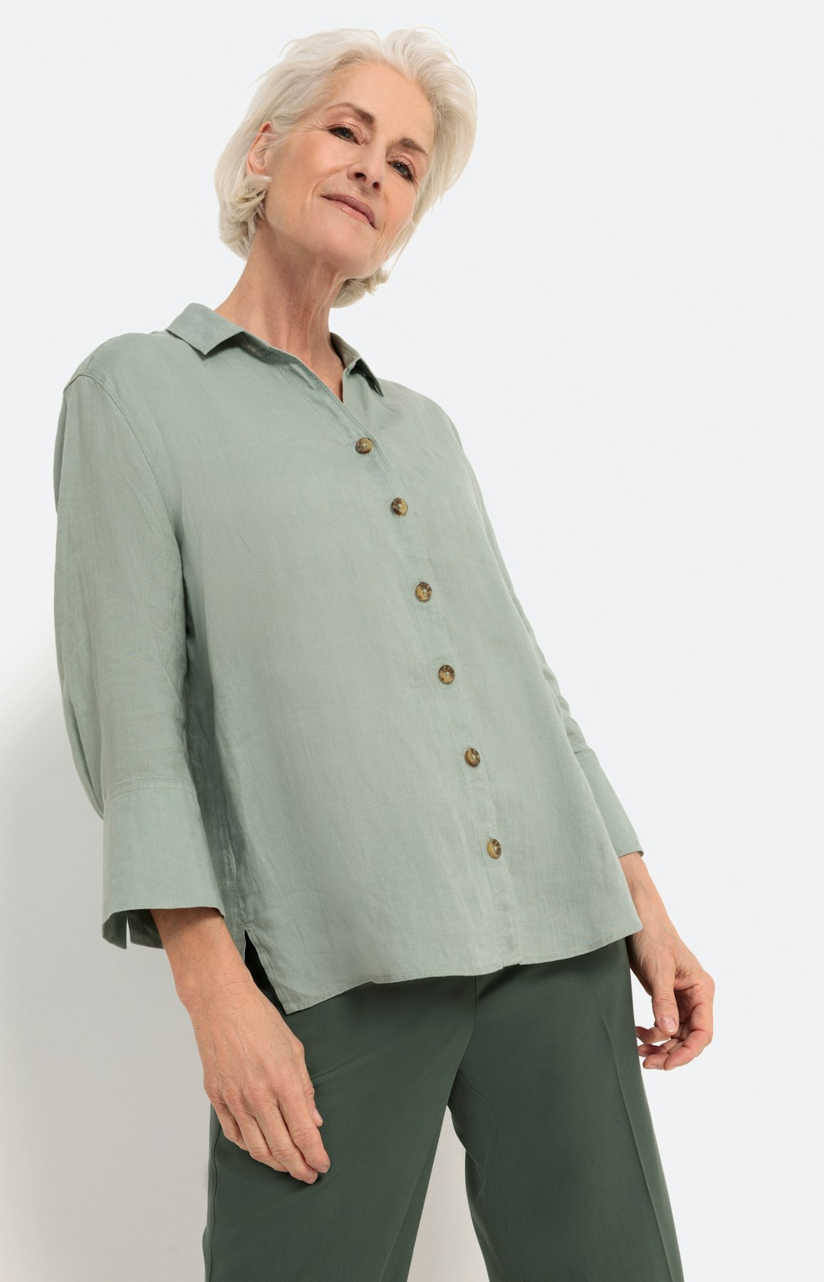 Linnen blouse met lange mouwen