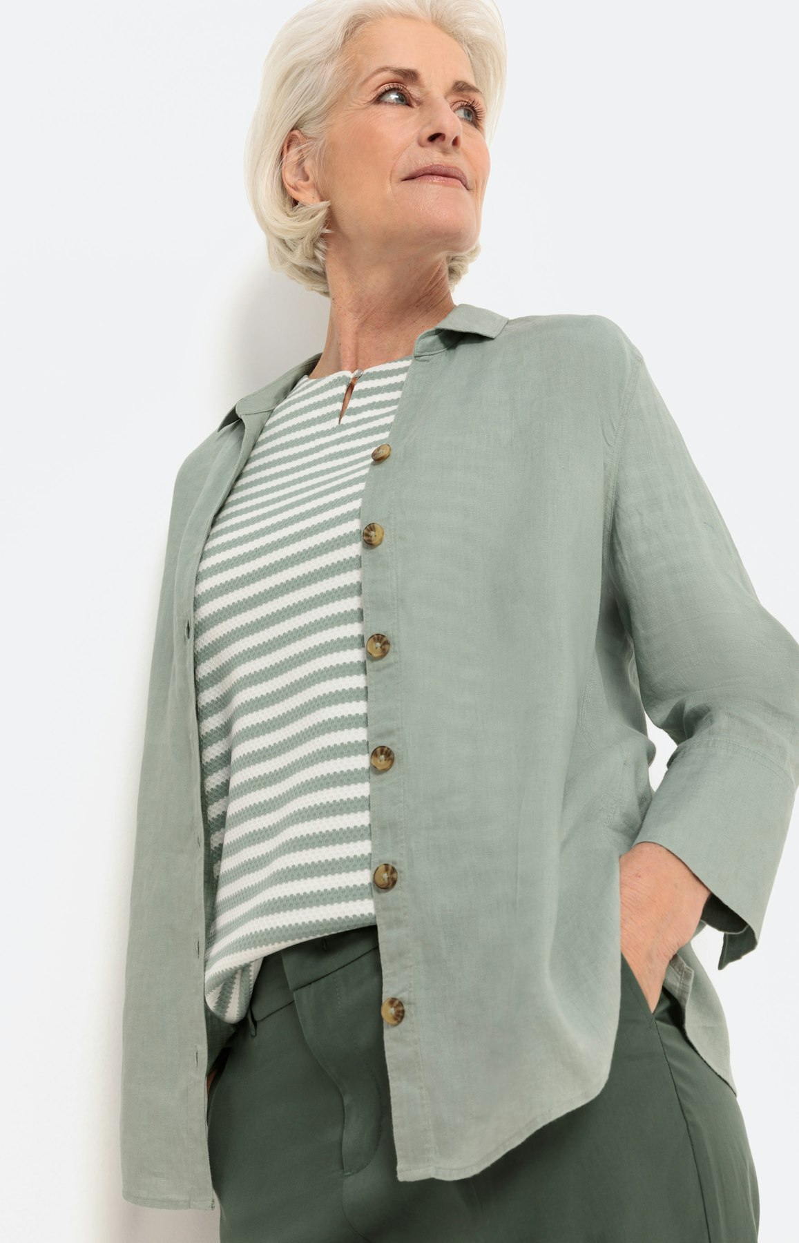 Linnen blouse met lange mouwen