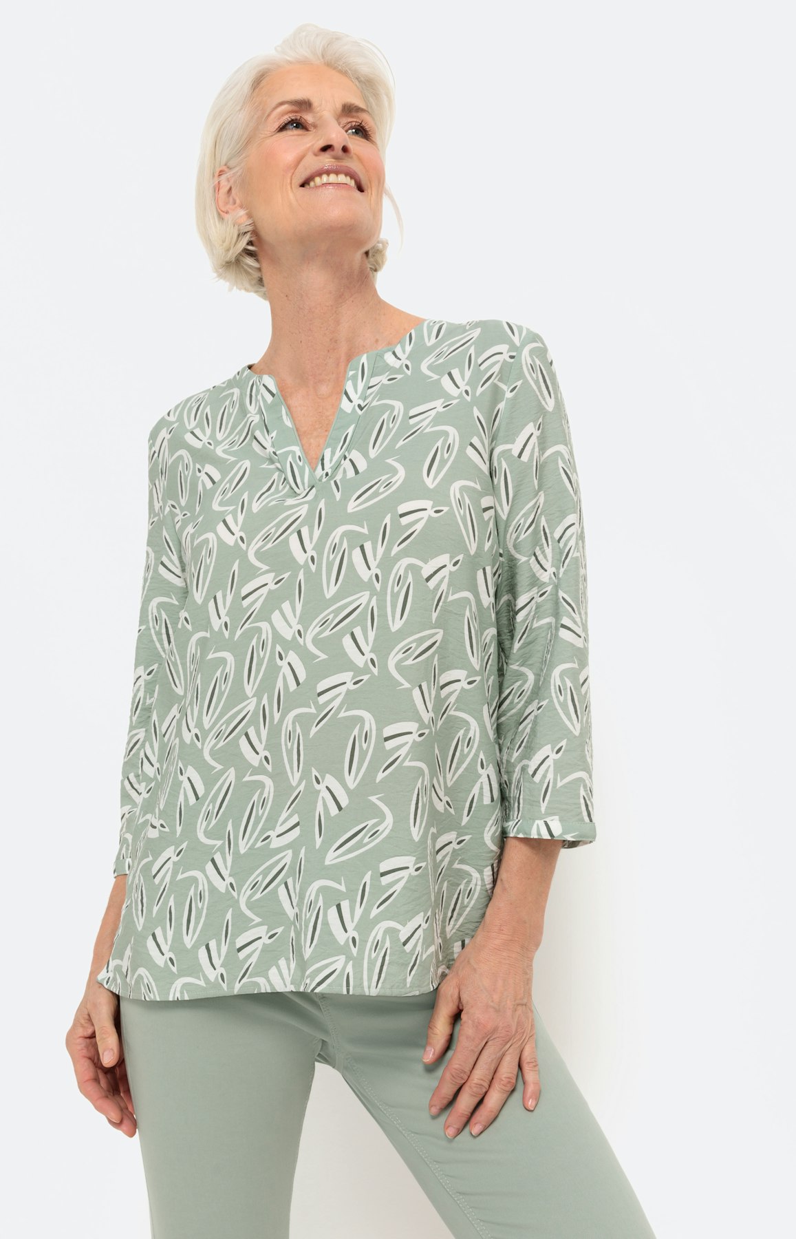 Gedessineerde blouse met 3/4-mouwen