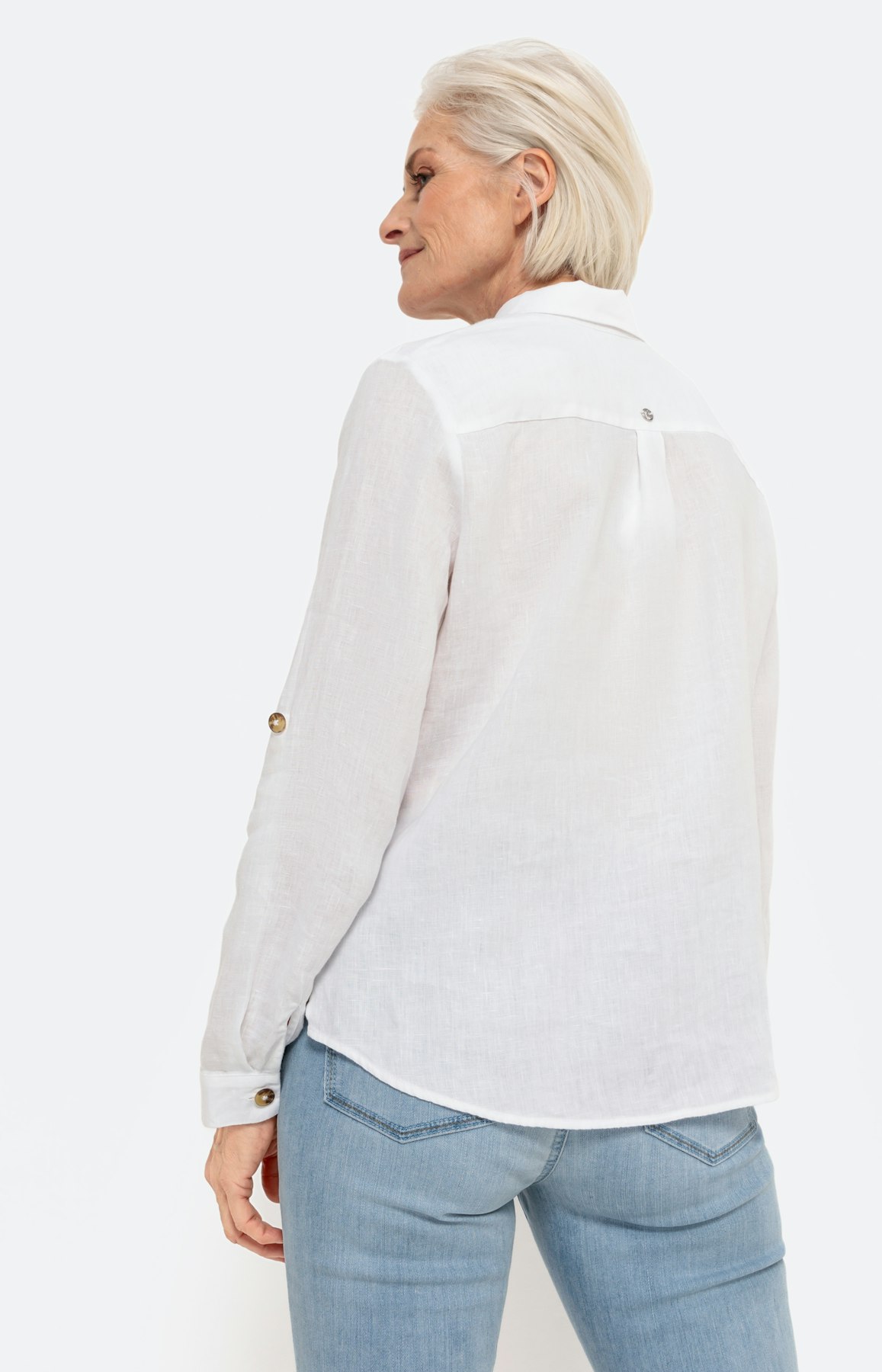 Overhemdblouse met lange mouw van linnen