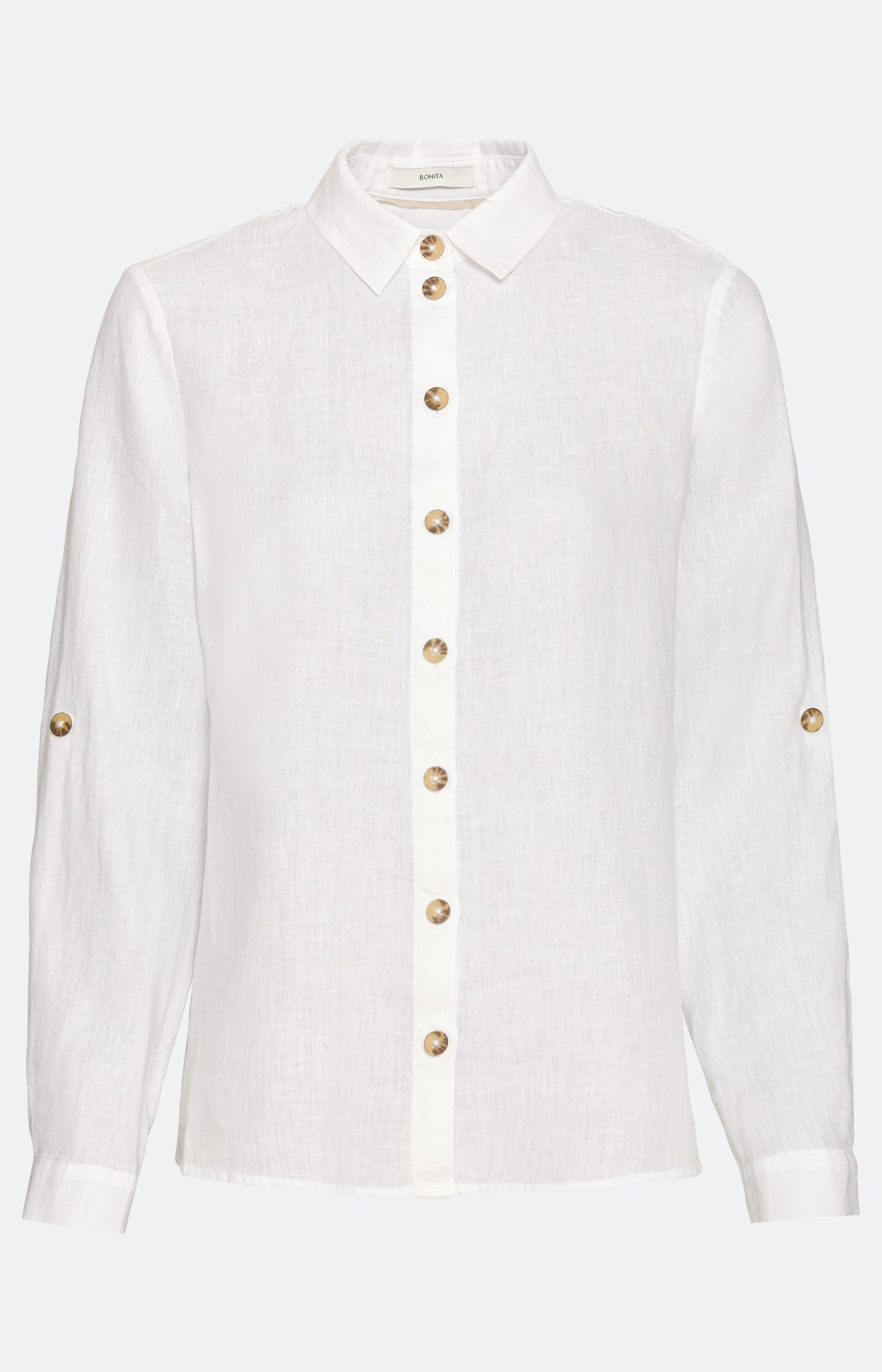 Overhemdblouse met lange mouw van linnen