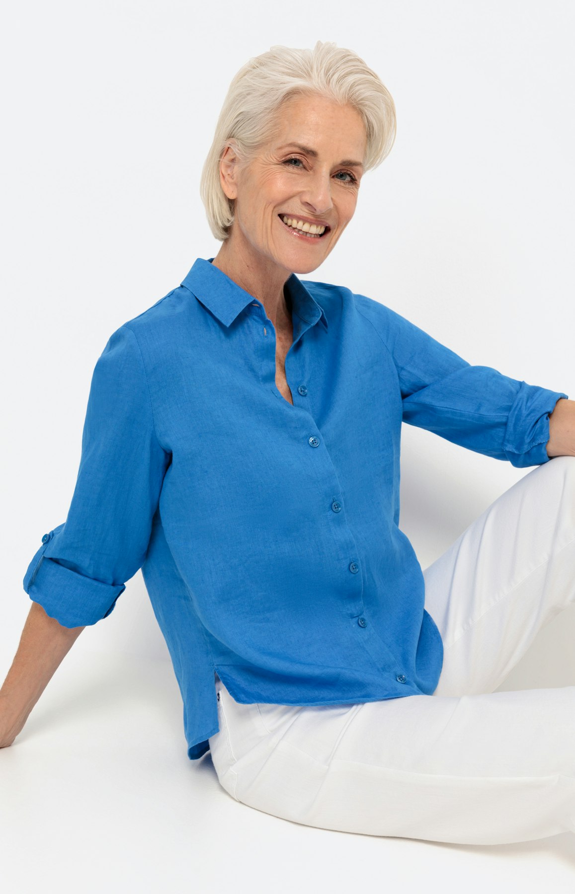 Effen blouse met lange mouwen van linnen