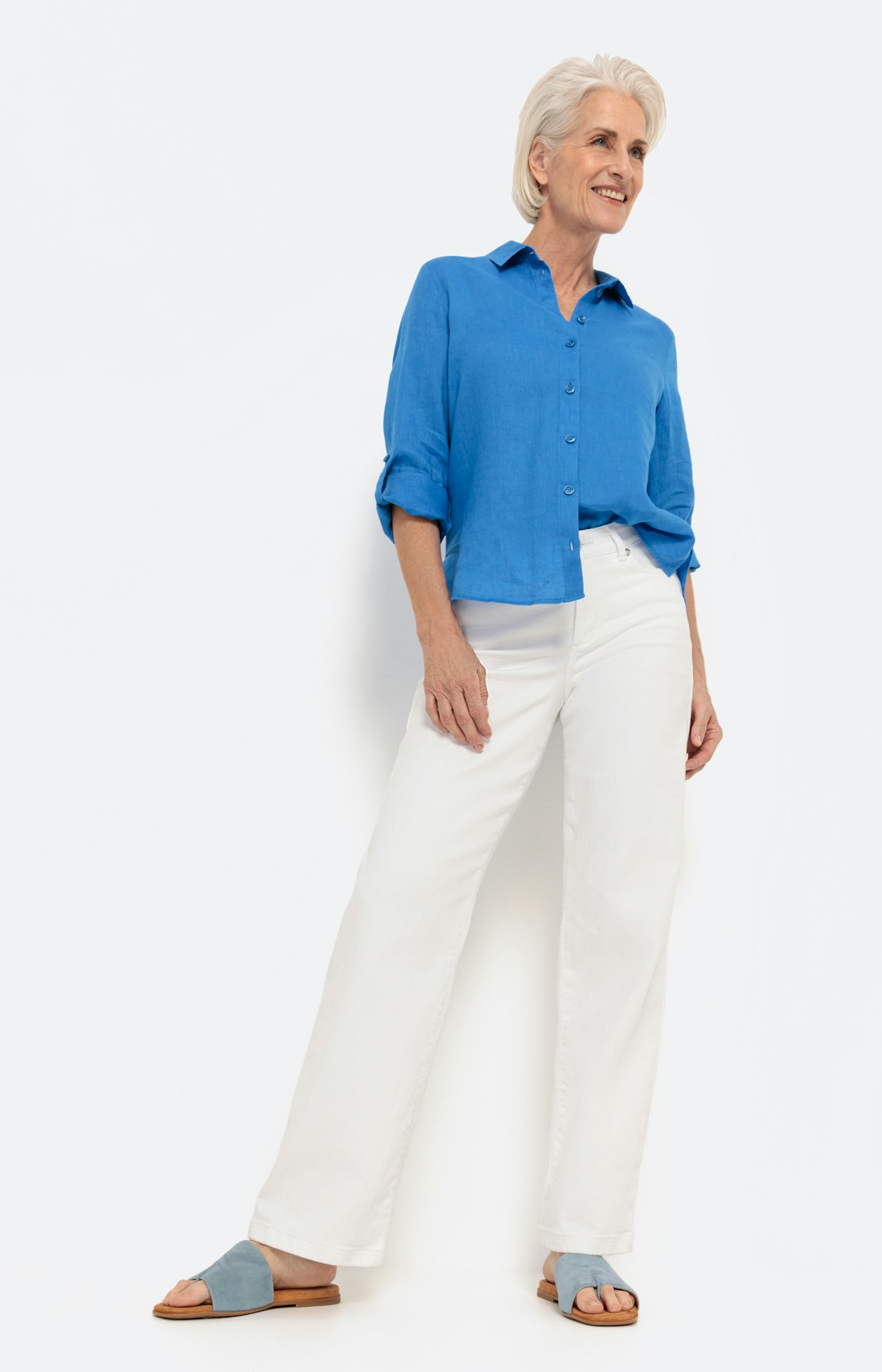 Effen blouse met lange mouwen van linnen