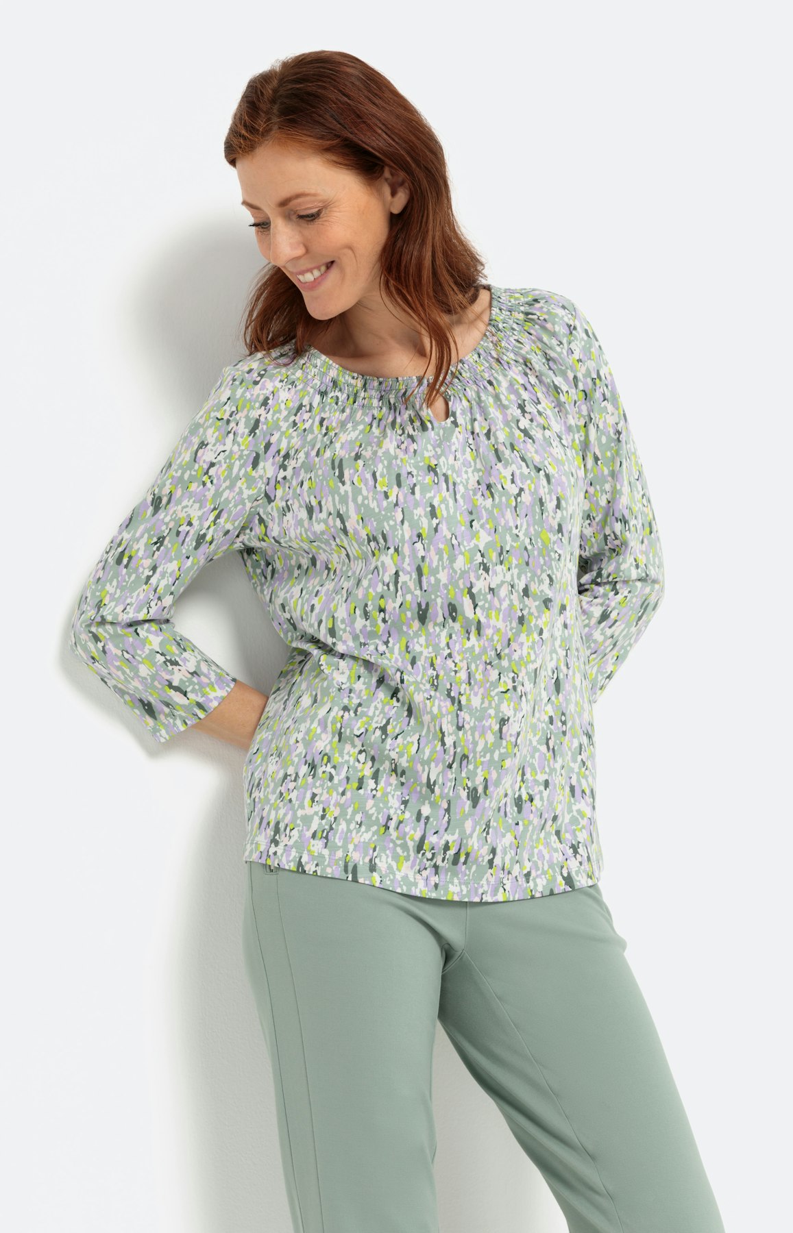 Shirt met 3/4-mouwen en all-over print