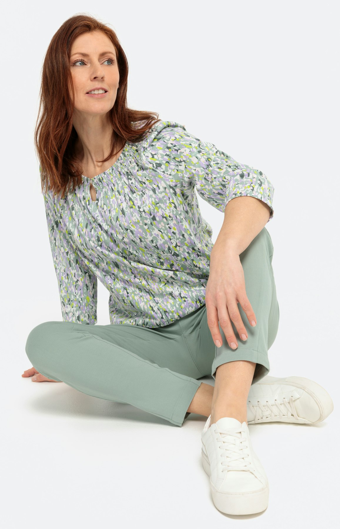 Shirt met 3/4-mouwen en all-over print