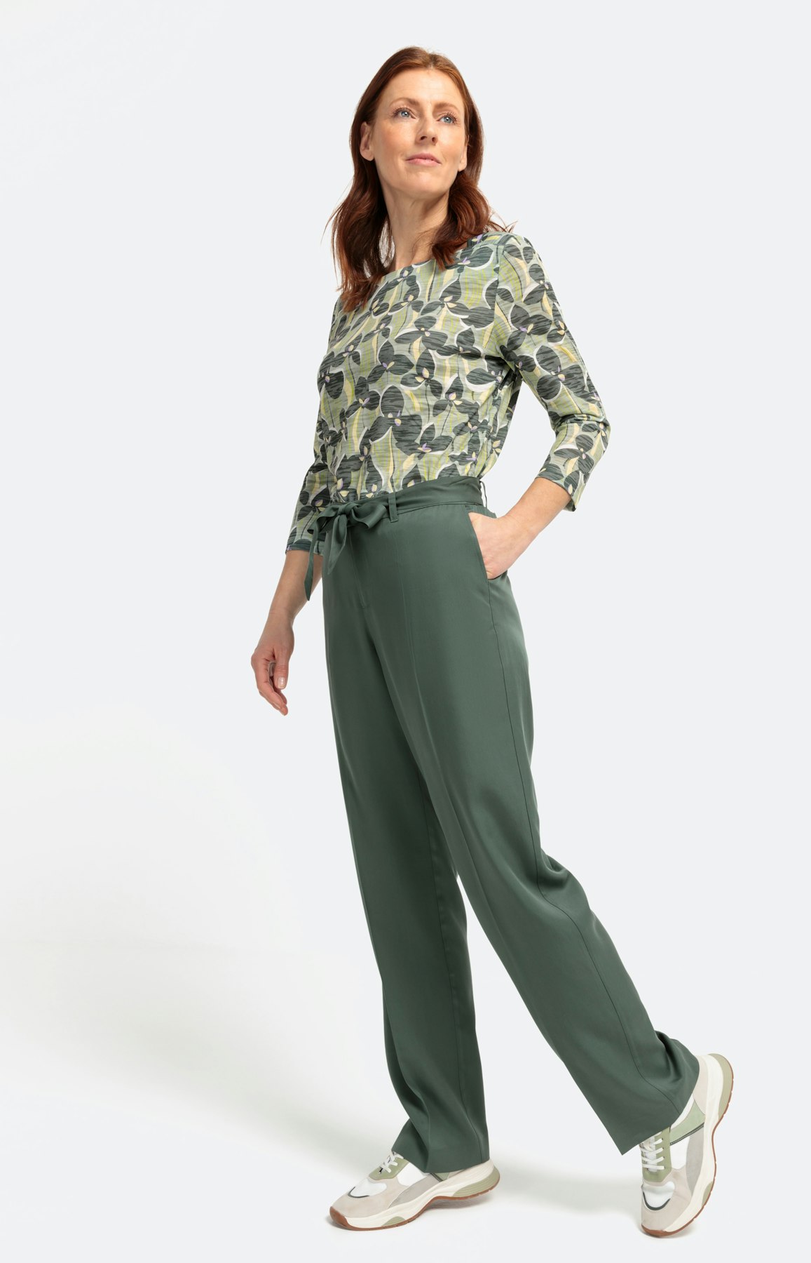 Shirt met carréhals en 3/4-mouwen