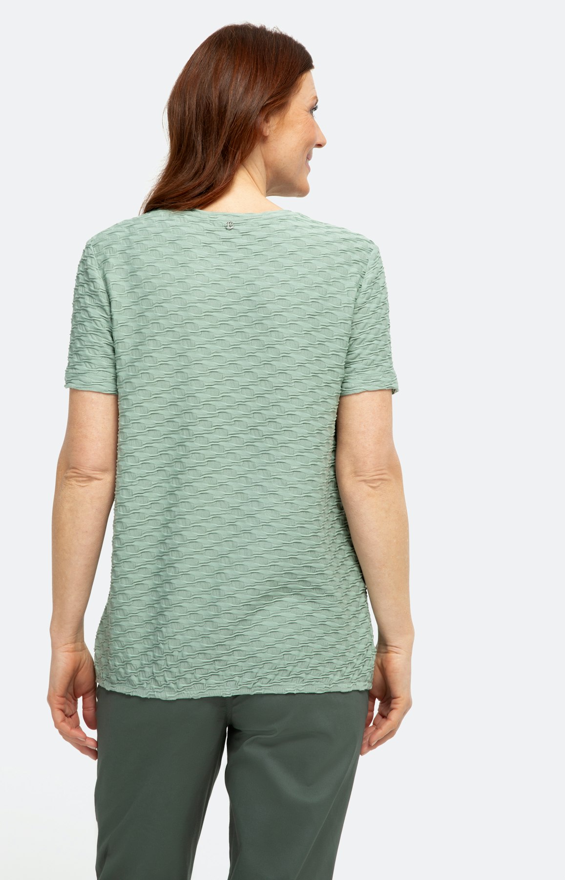 T-shirt met structuur en korte mouwen