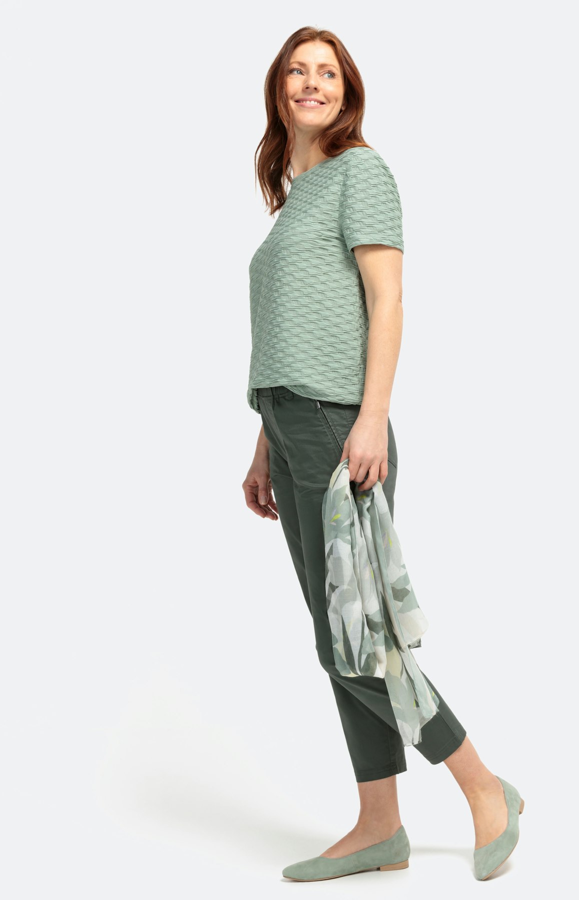 T-shirt met structuur en korte mouwen