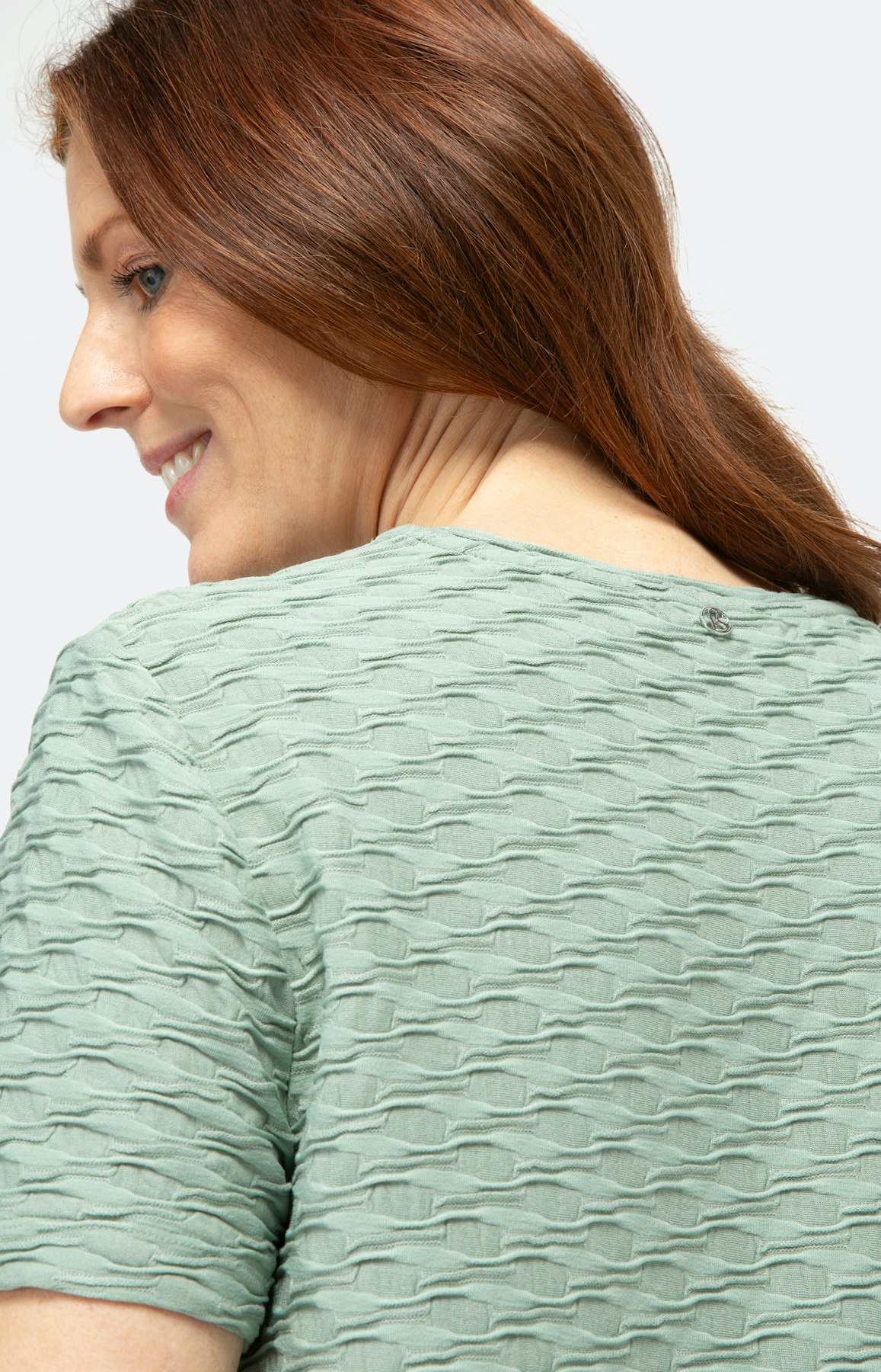 T-shirt met structuur en korte mouwen