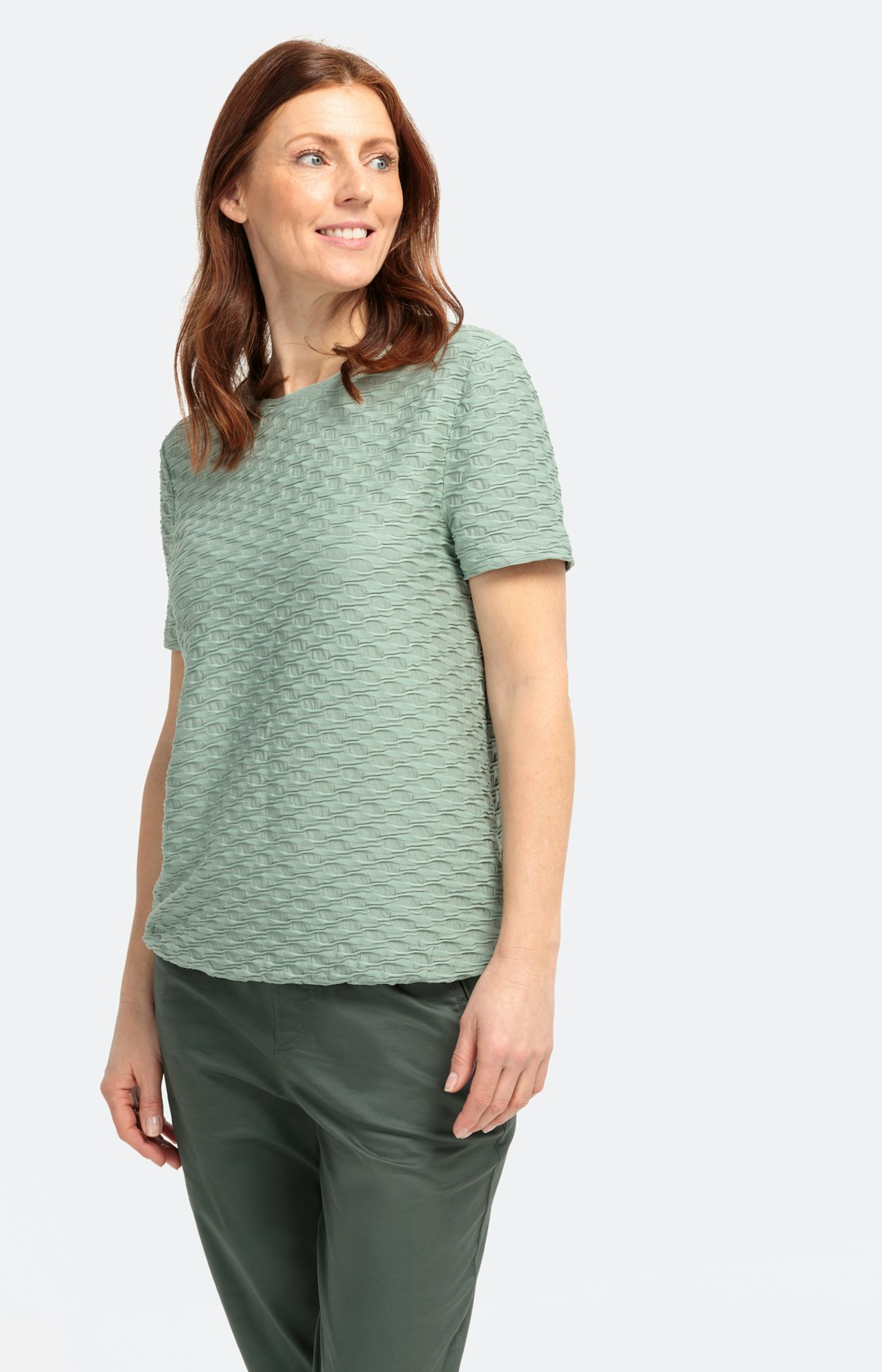 T-shirt met structuur en korte mouwen