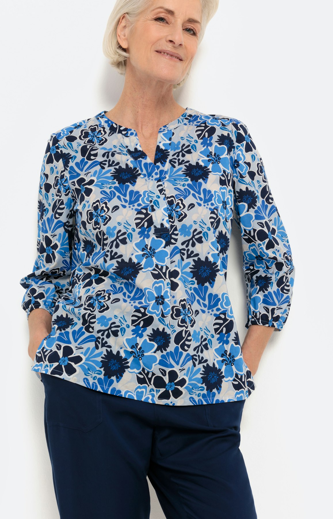 Shirt met 3/4-mouwen en bloemenprint