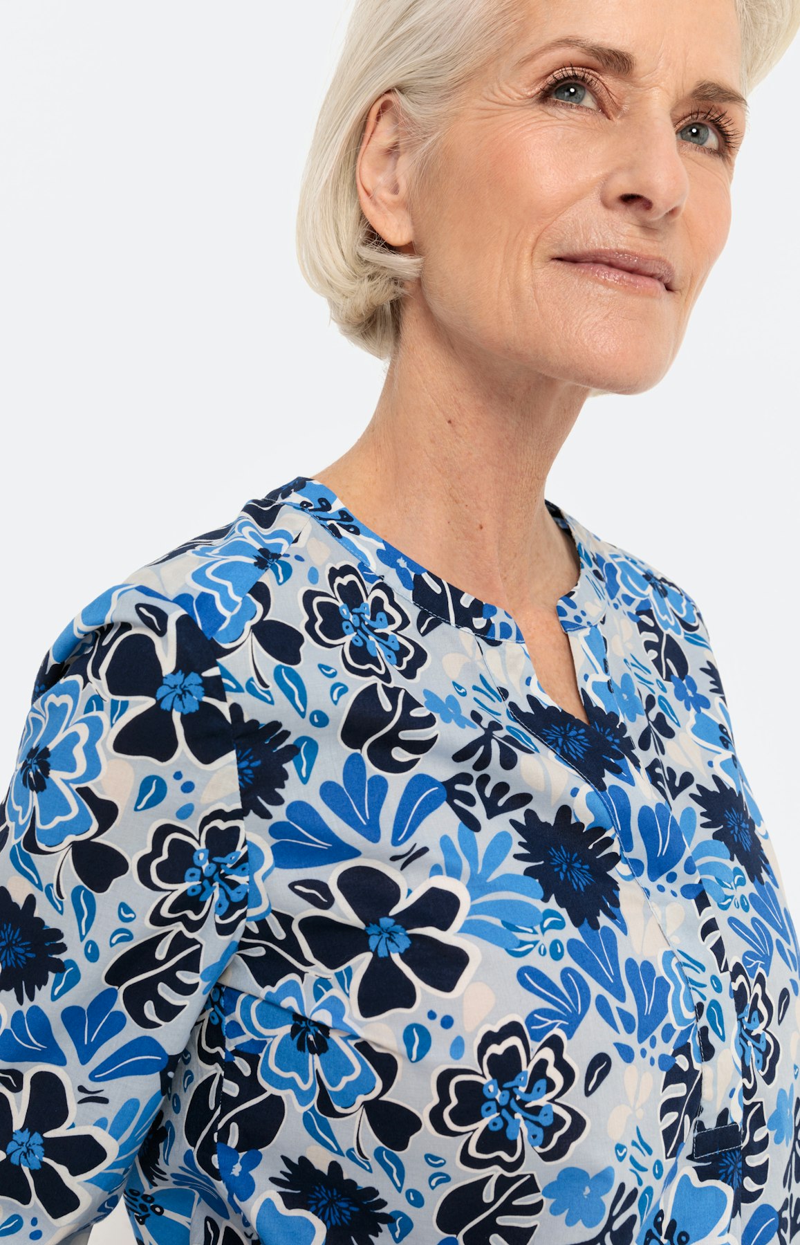 Shirt met 3/4-mouwen en bloemenprint