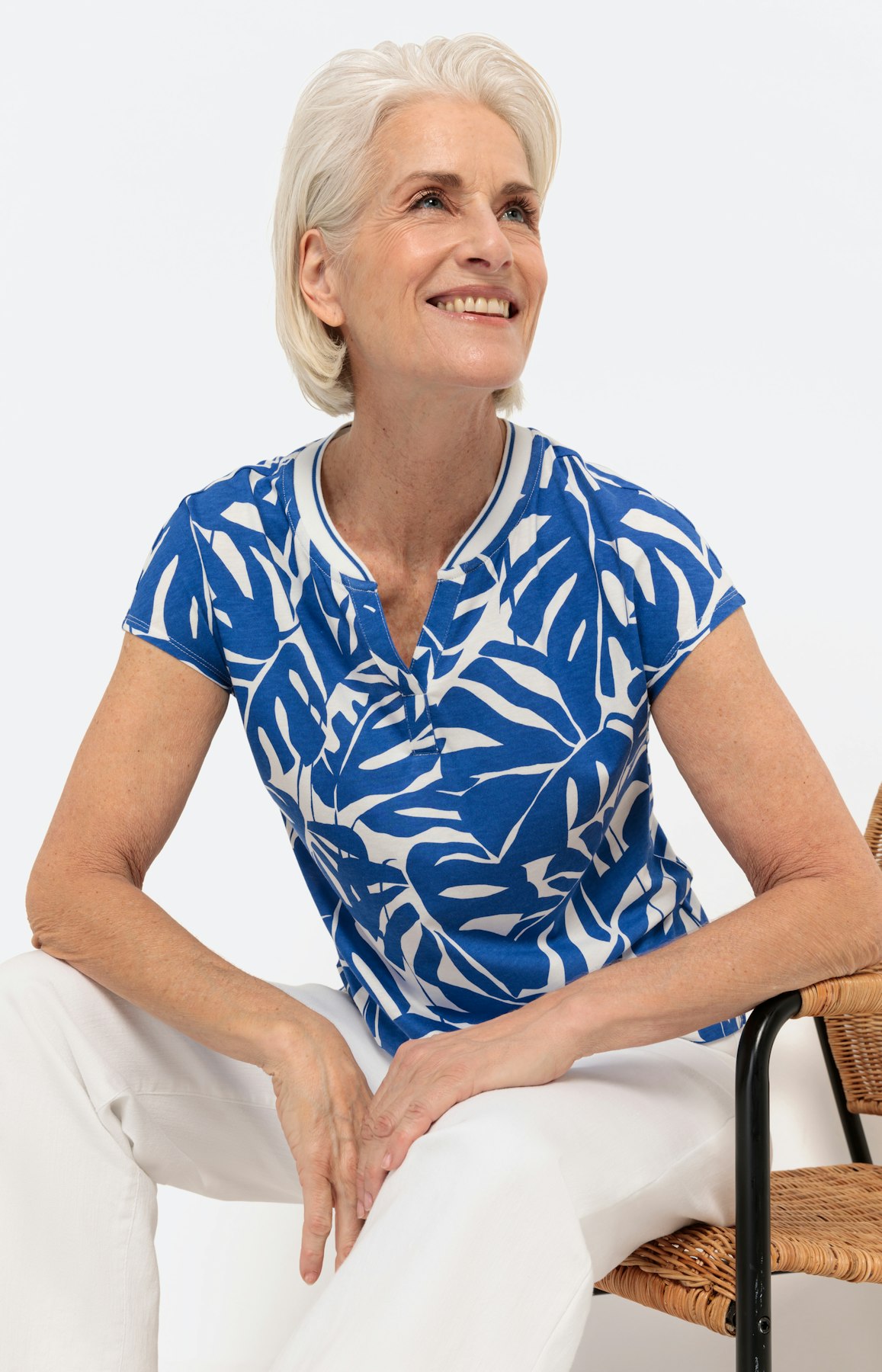 Shirt met korte mouwen en motievenmix