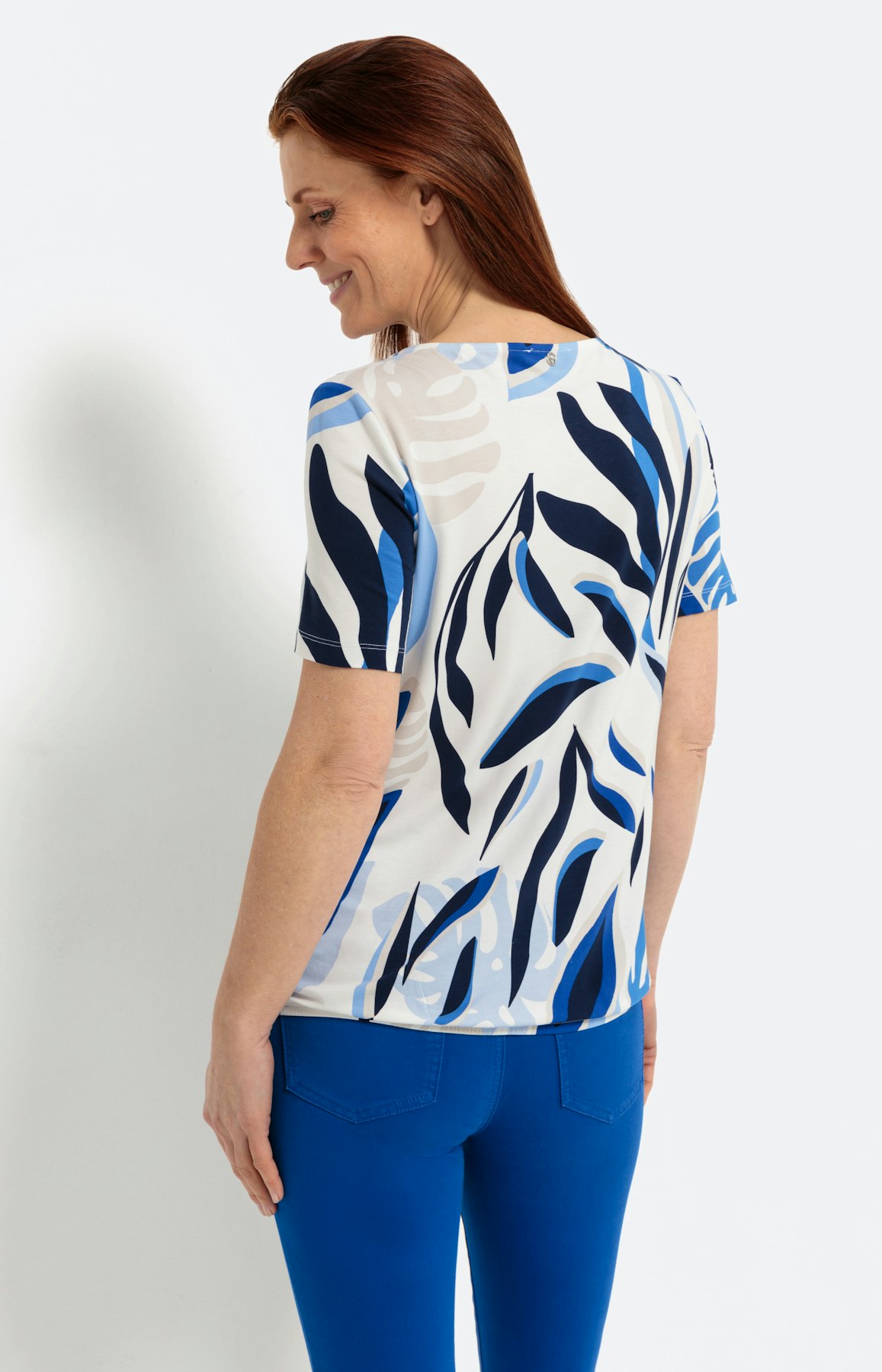 Shirt met korte mouwen en bladerprint