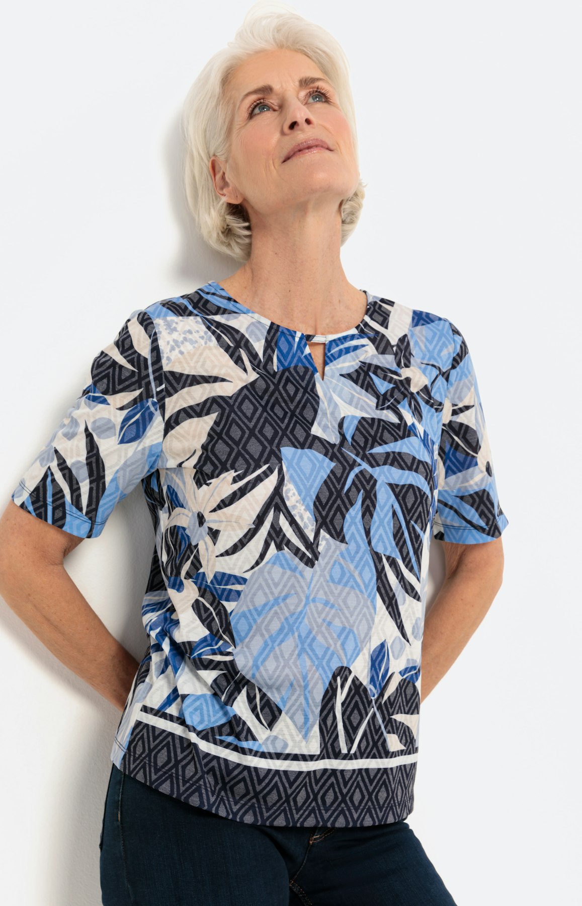 Shirt met korte mouw en all-over motief