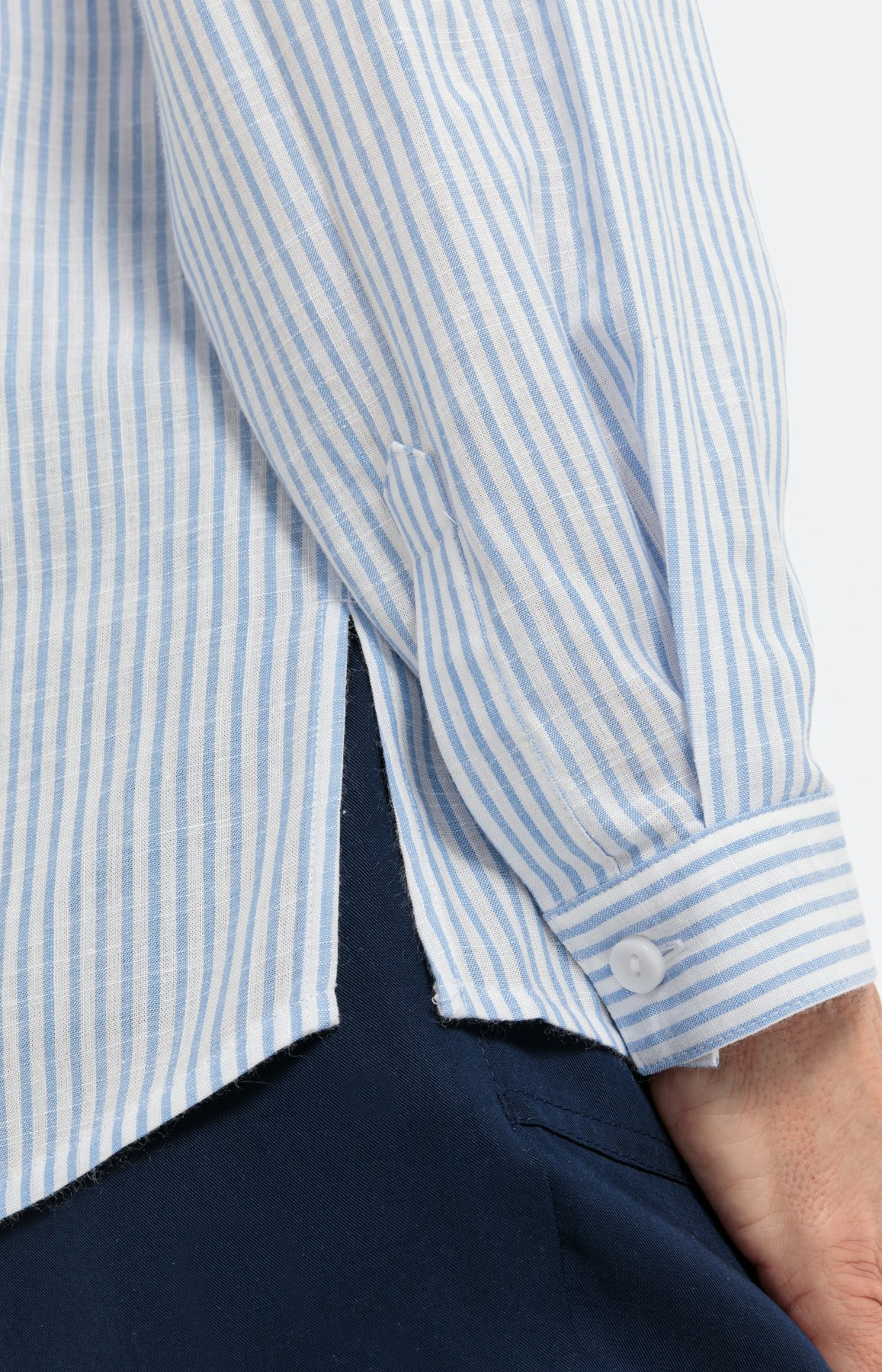 Gestreepte overhemdblouse met lange mouw