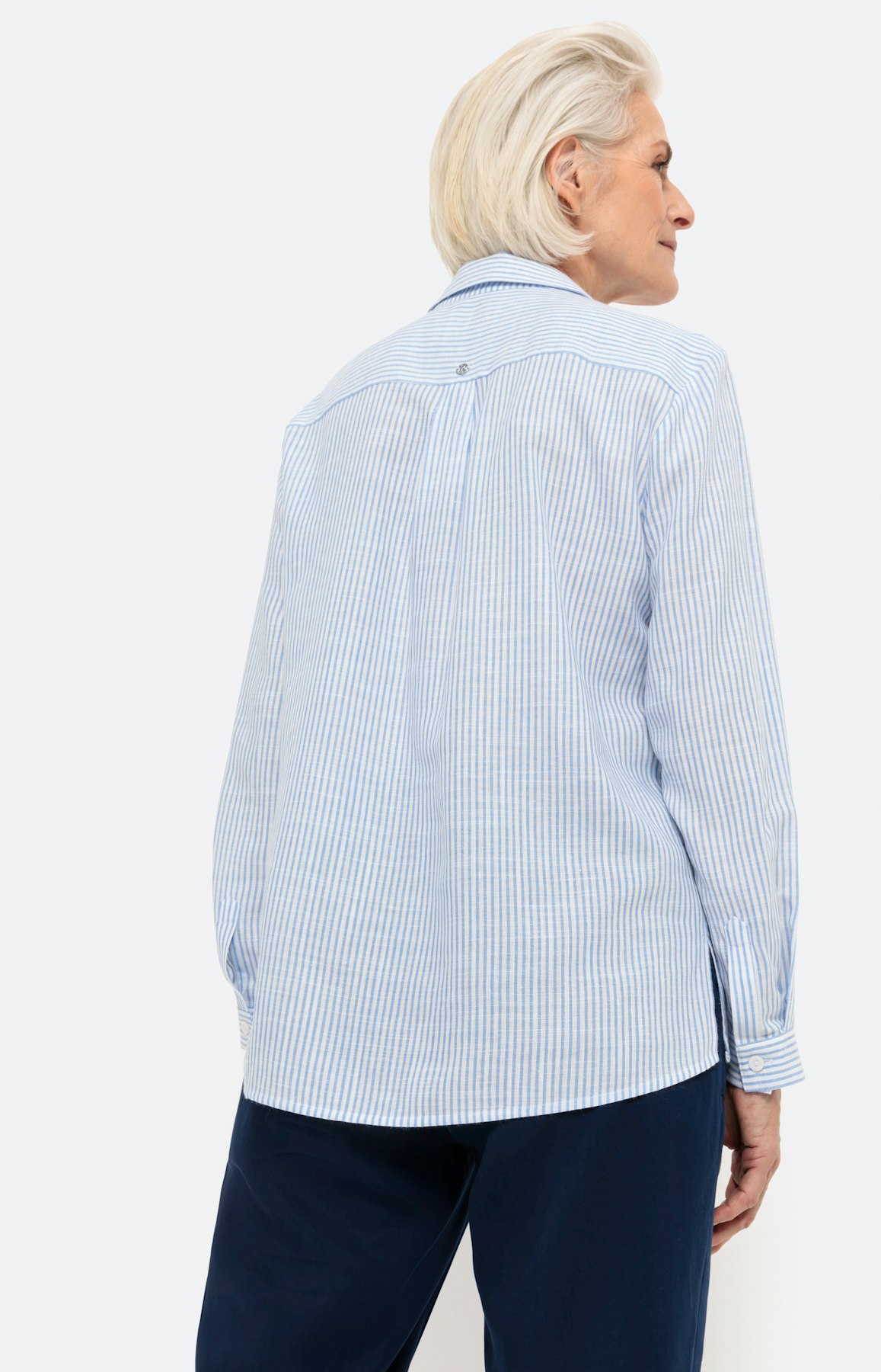 Gestreepte overhemdblouse met lange mouw