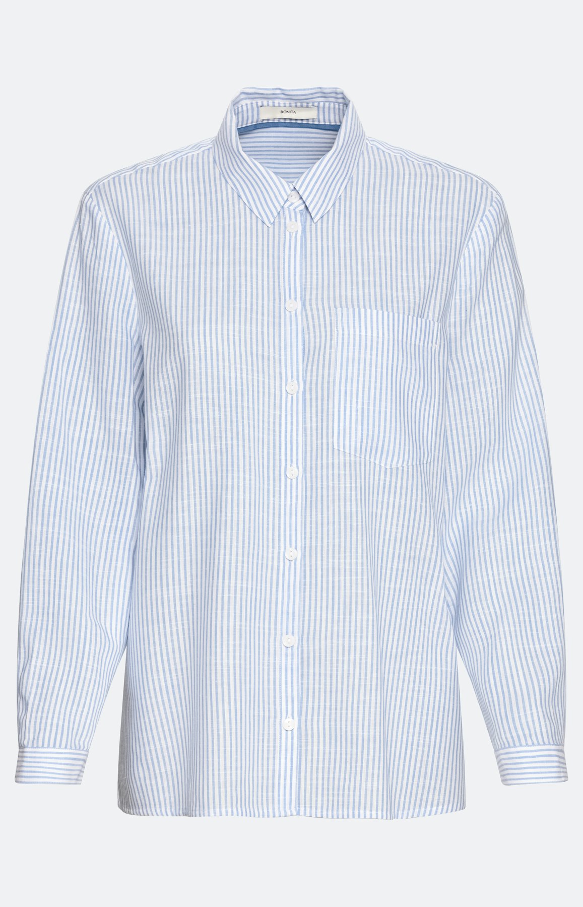 Gestreepte overhemdblouse met lange mouw